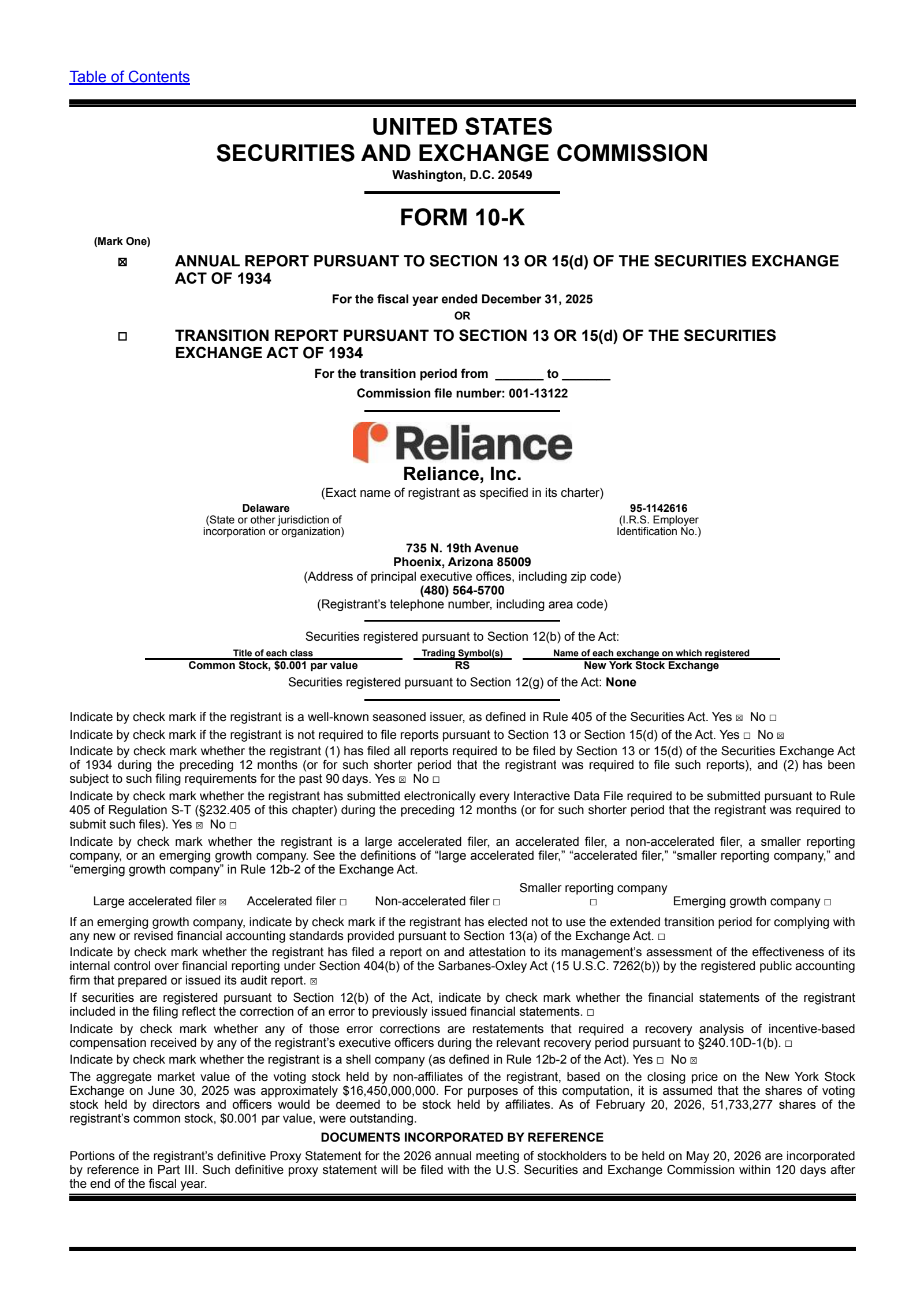 Reliance's Q4 2025 Annual report