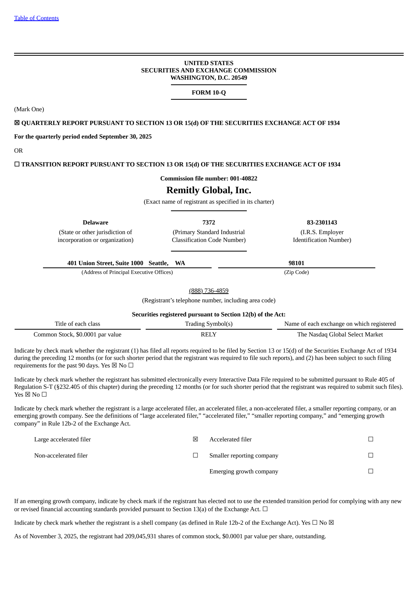 Remitly Global's Q3 2025 Quarterly Report