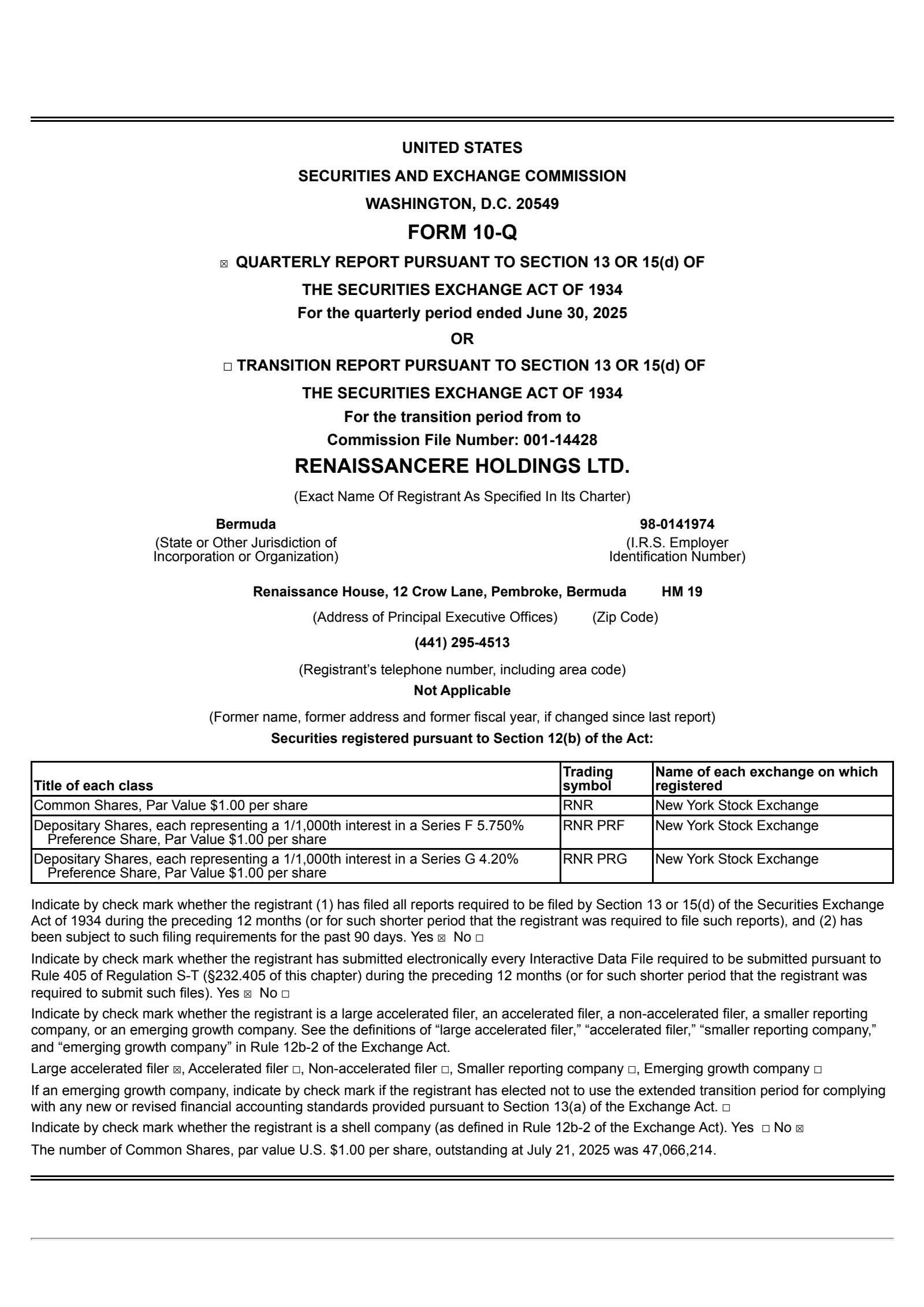 RenaissanceRe's Q2 2025 Quarterly report