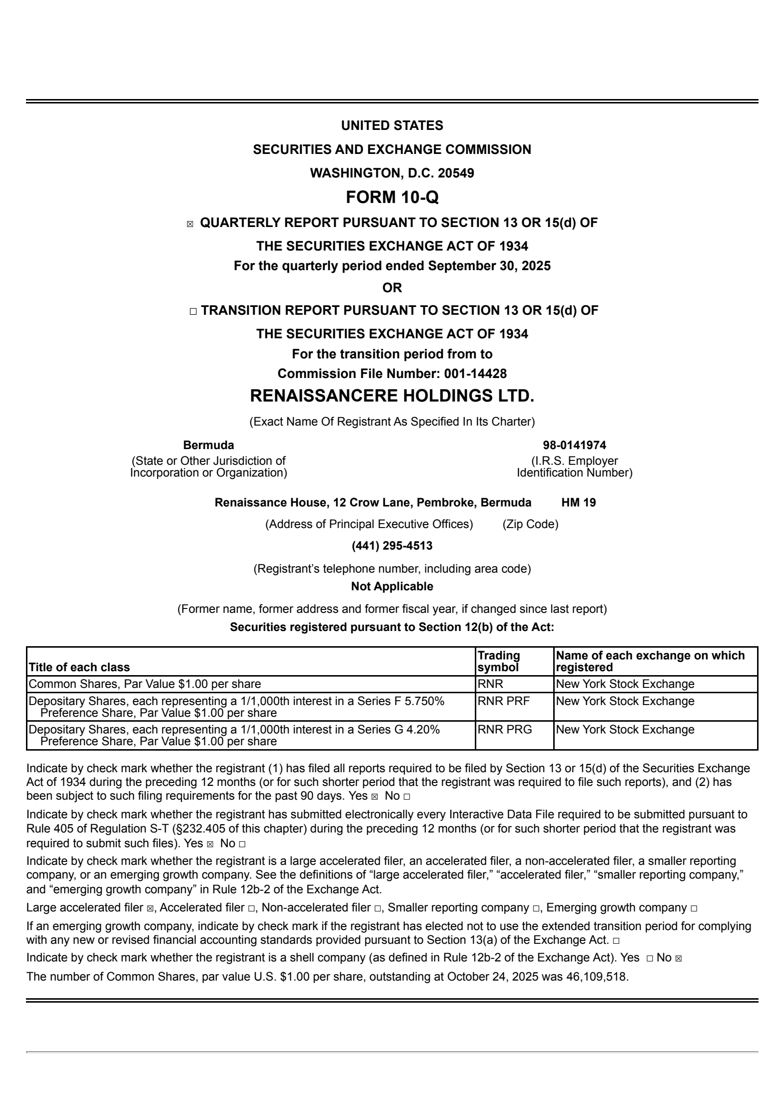 RenaissanceRe's Q3 2025 Quarterly Report