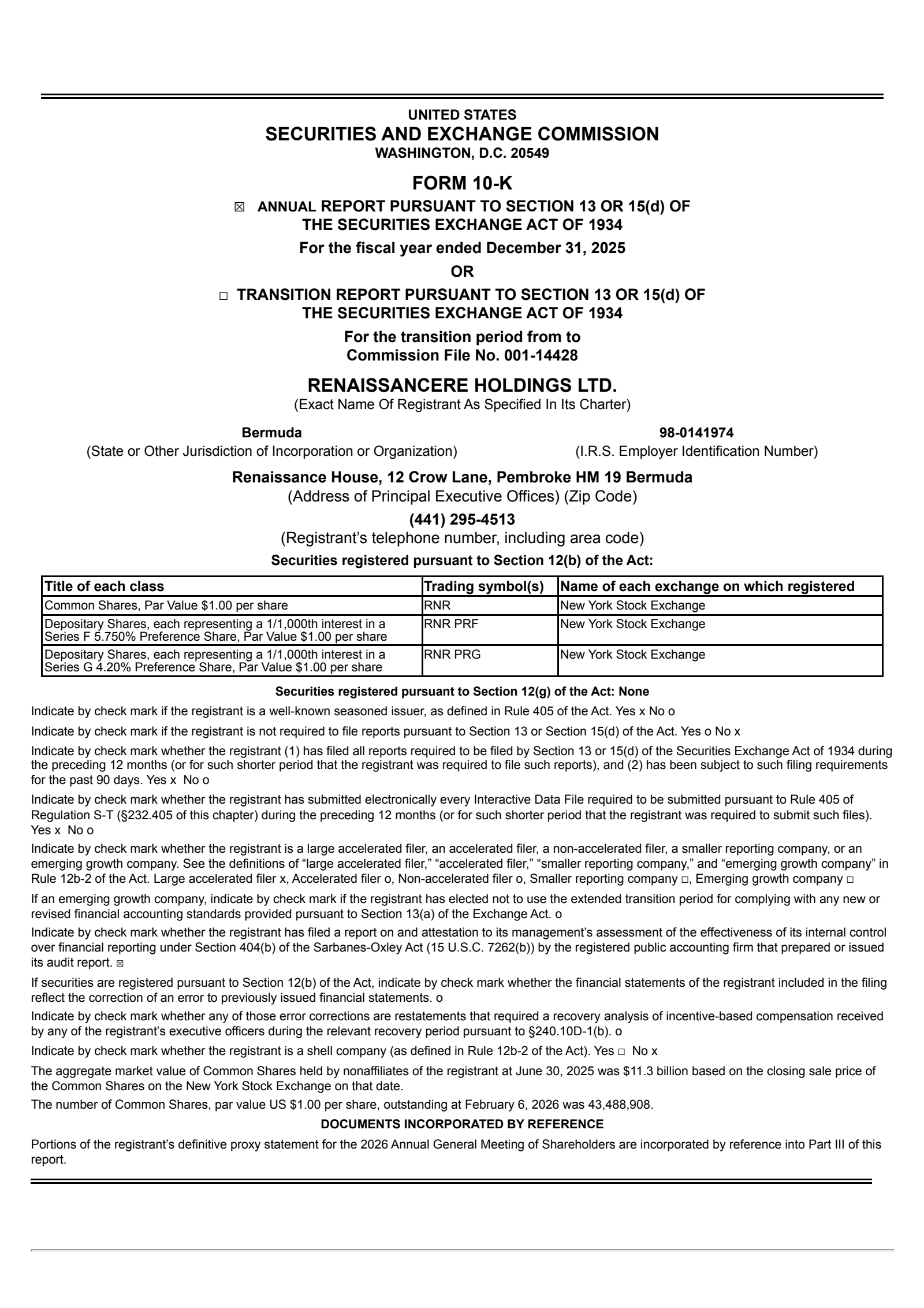 RenaissanceRe's Q4 2025 Annual report