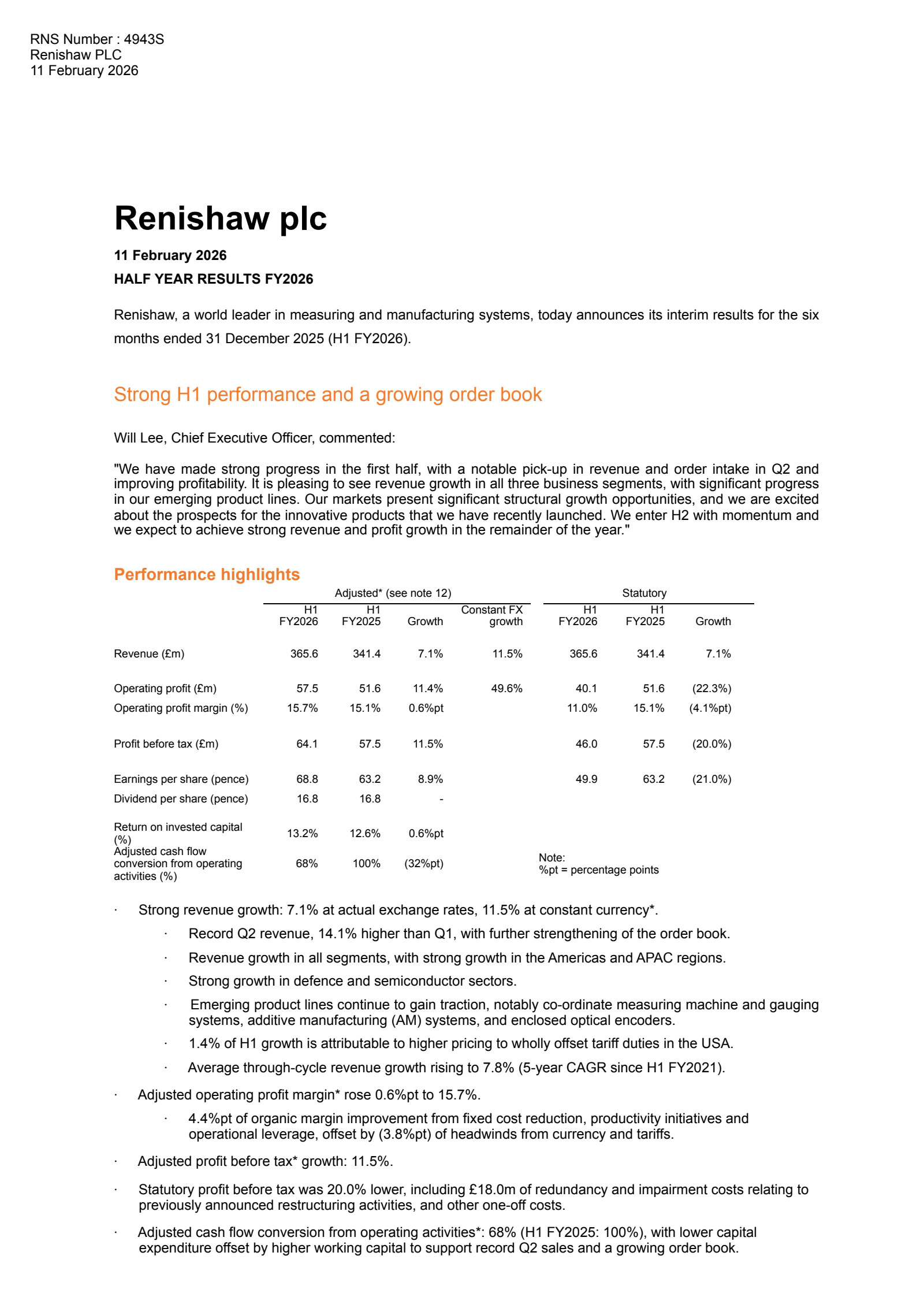 Renishaw's H1 2026 Interim report
