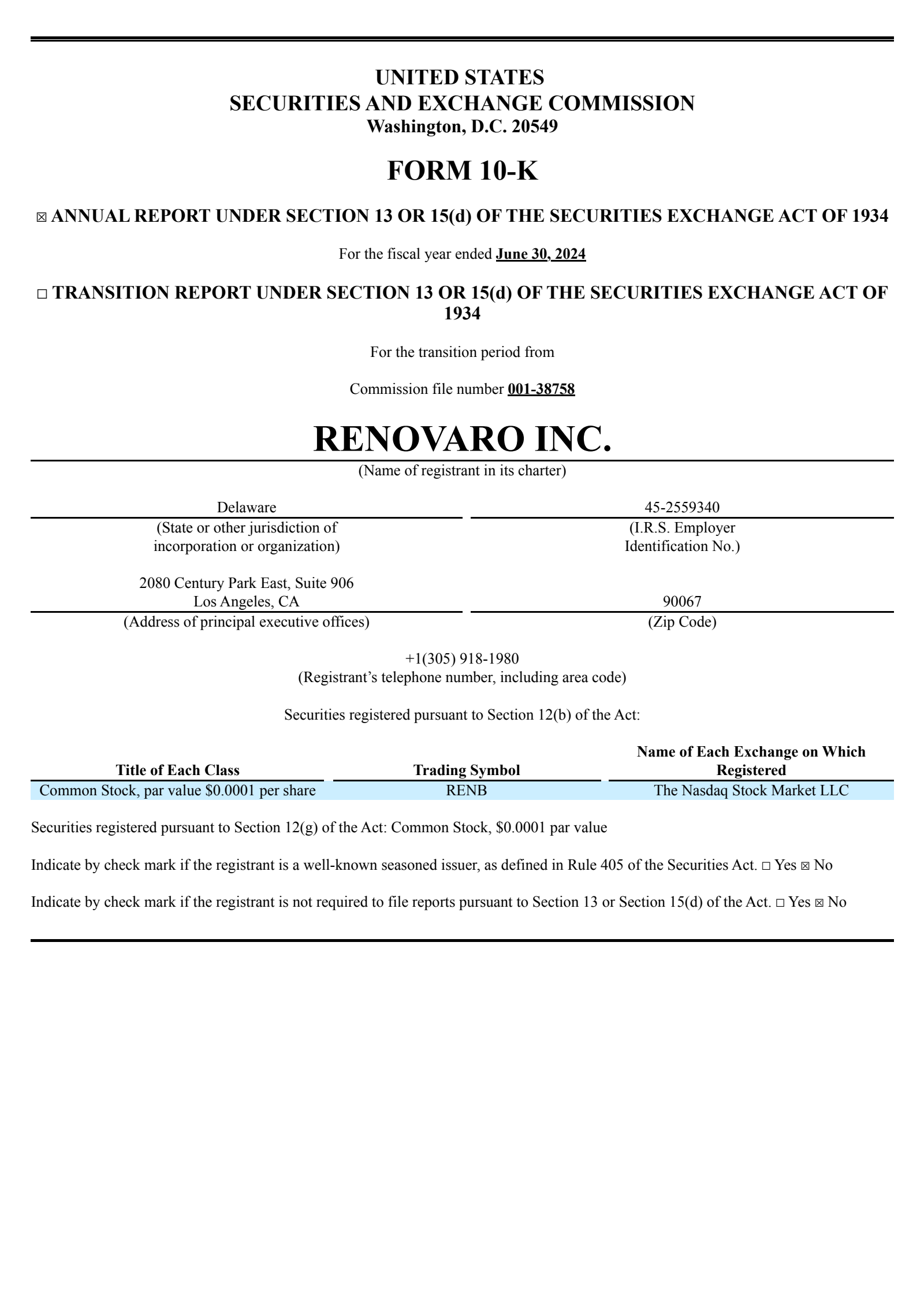Renovaro's Q4 2024 Annual report