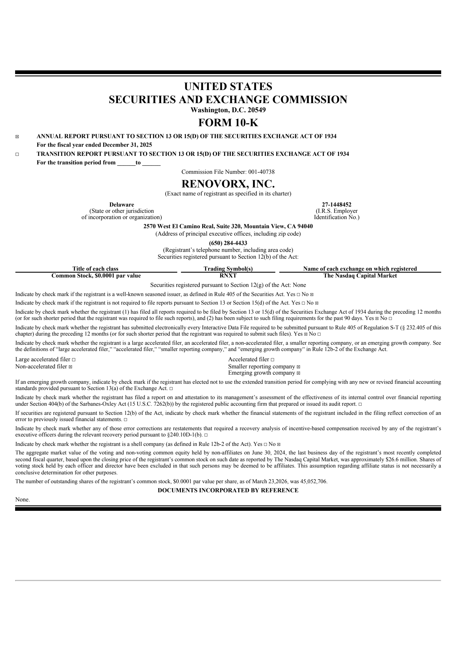 RenovoRx's Q4 2025 Annual report