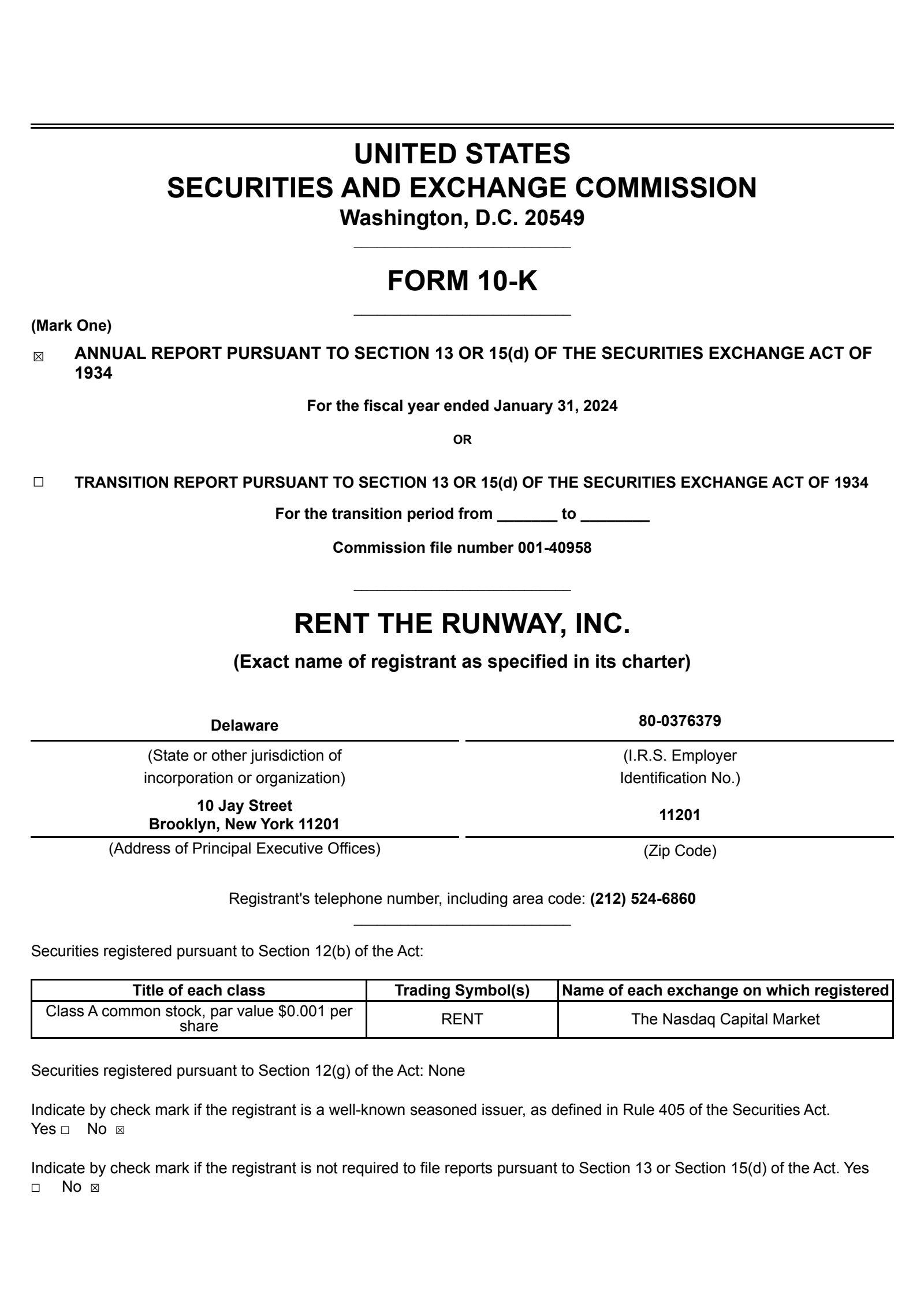 Rent the Runway's Q4 2024 Annual report