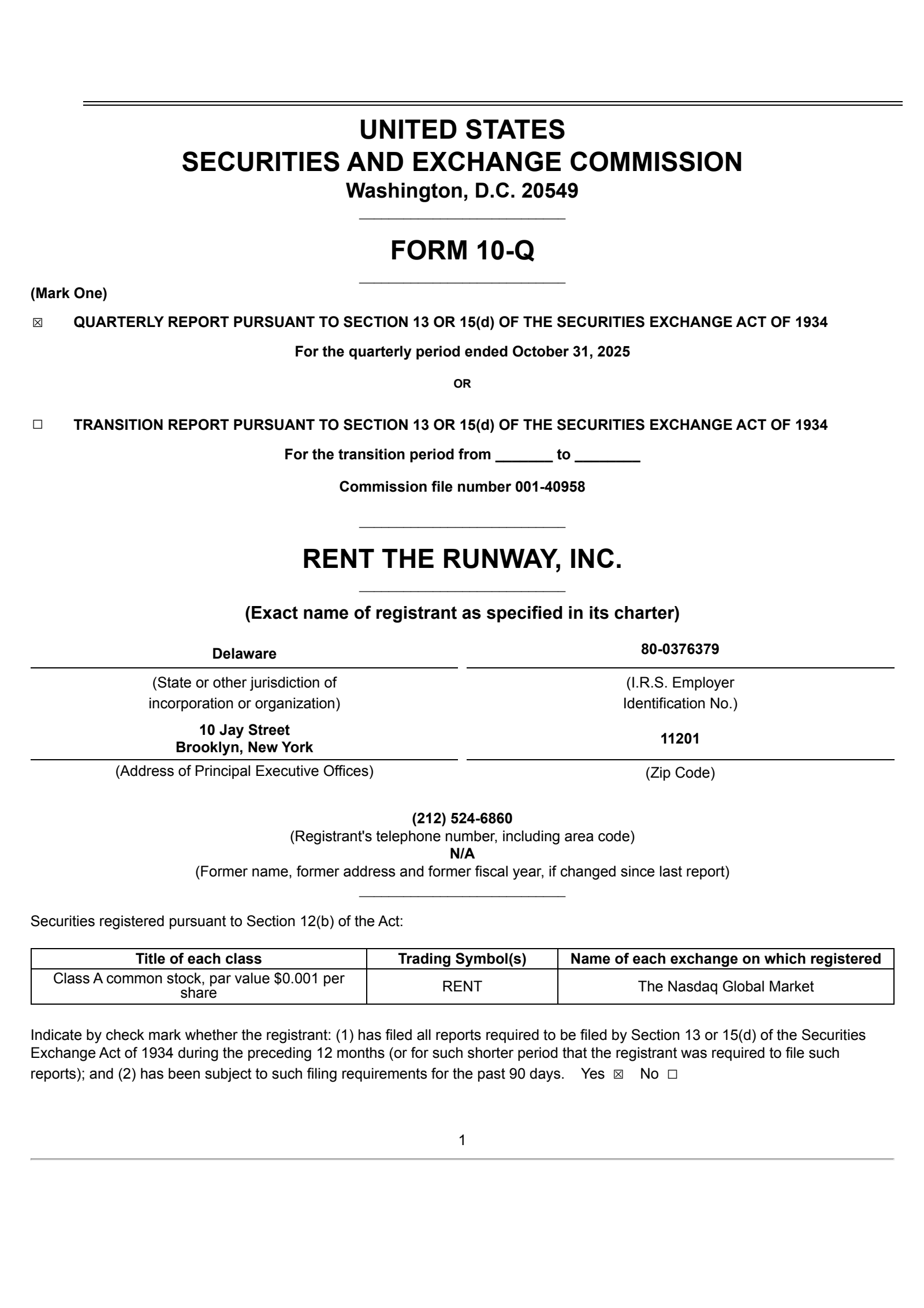 Rent the Runway's Q3 2026 Quarterly Report