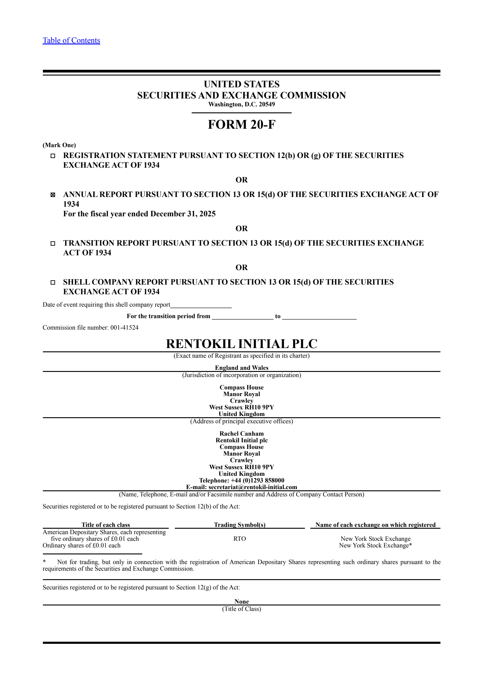 Rentokil Initial's H2 2025 Annual report