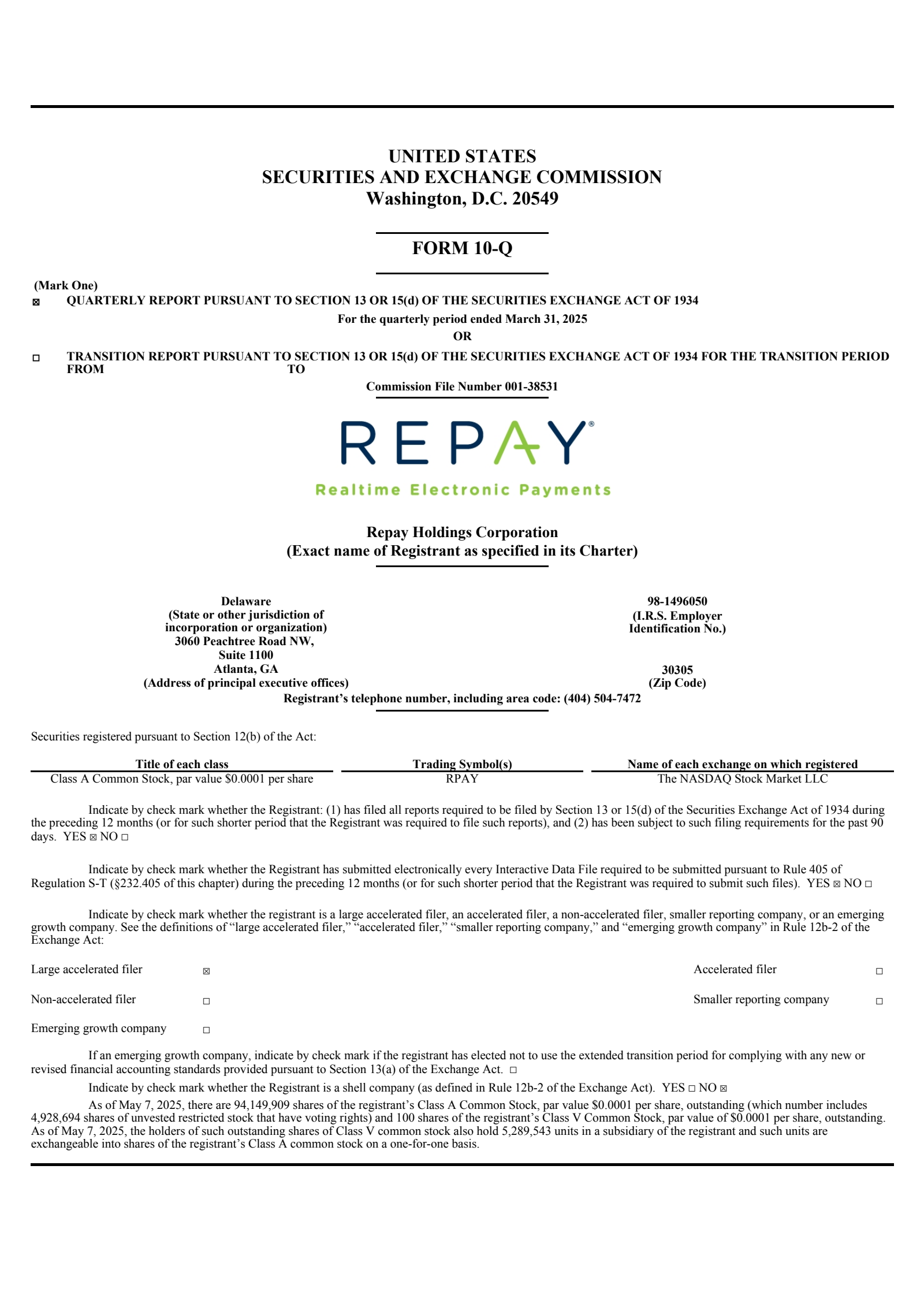 Repay's Q1 2025 Quarterly report