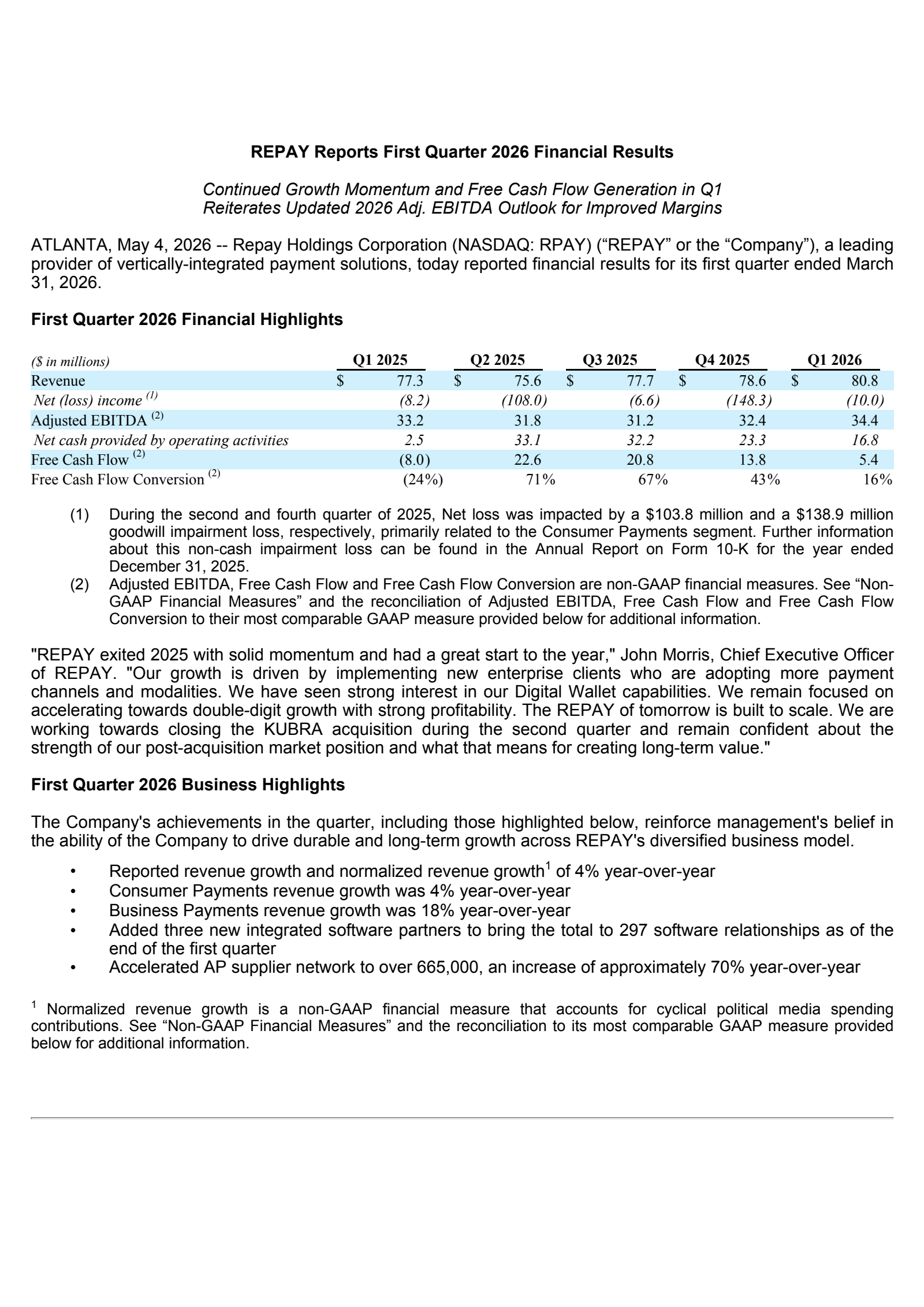 Repay's Q1 2026 Press Release