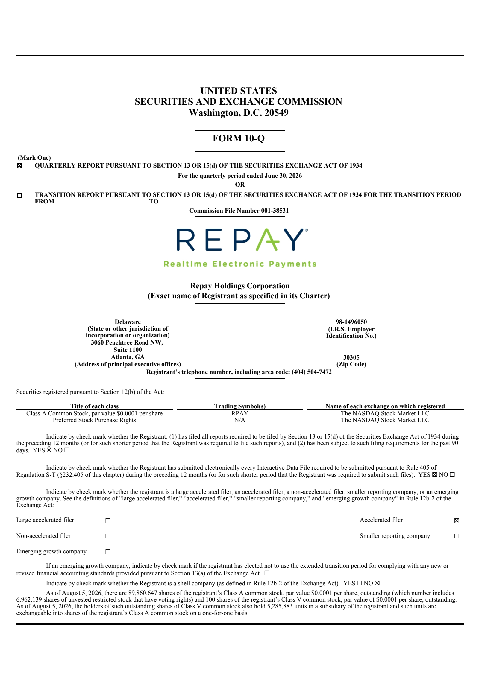 Repay's Q2 2026 Quarterly report