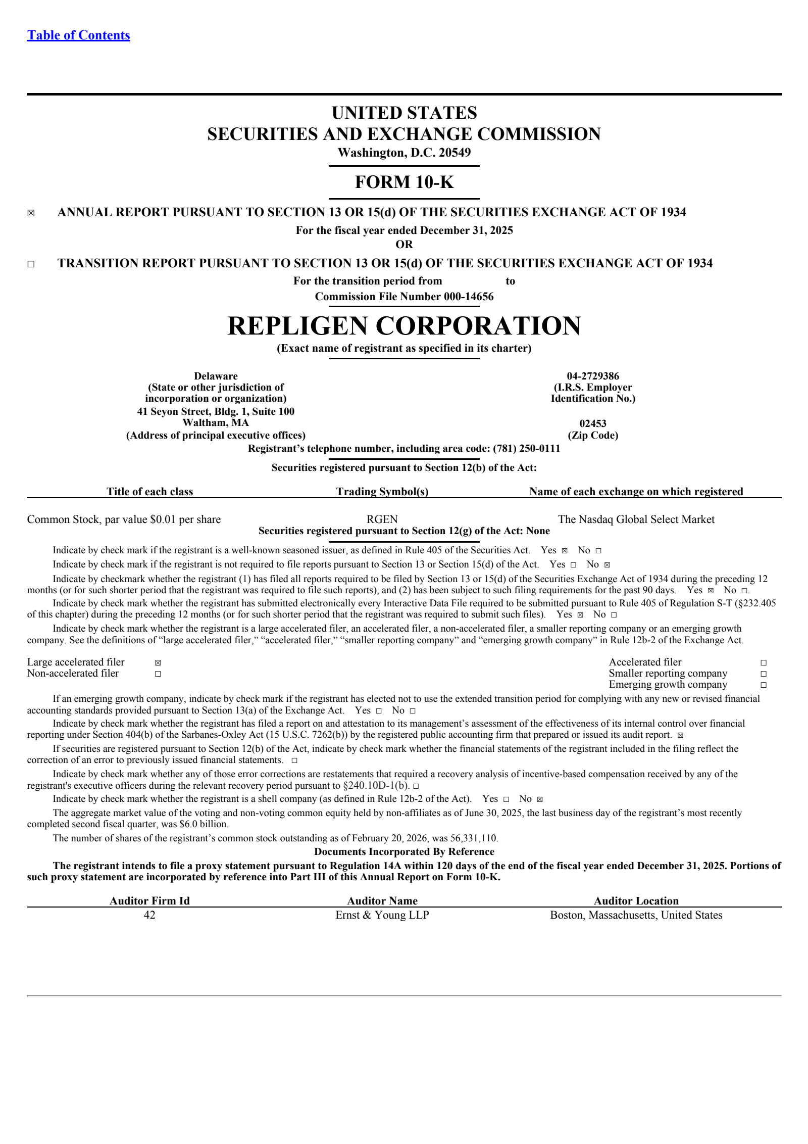 Repligen's Q4 2025 Annual report