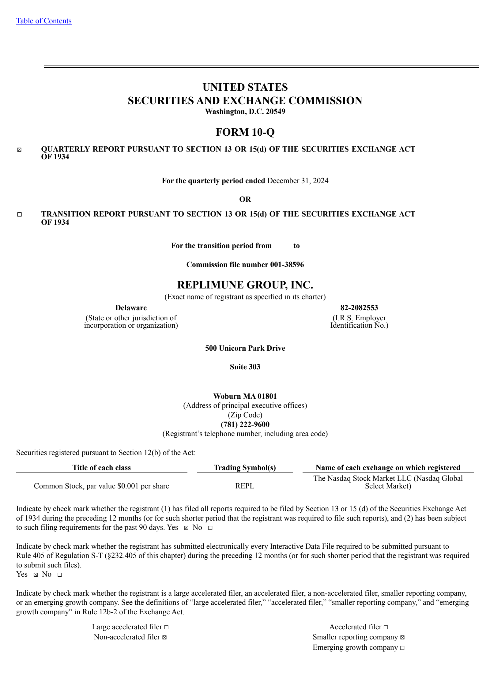 Replimune Group's Q3 2025 Quarterly report