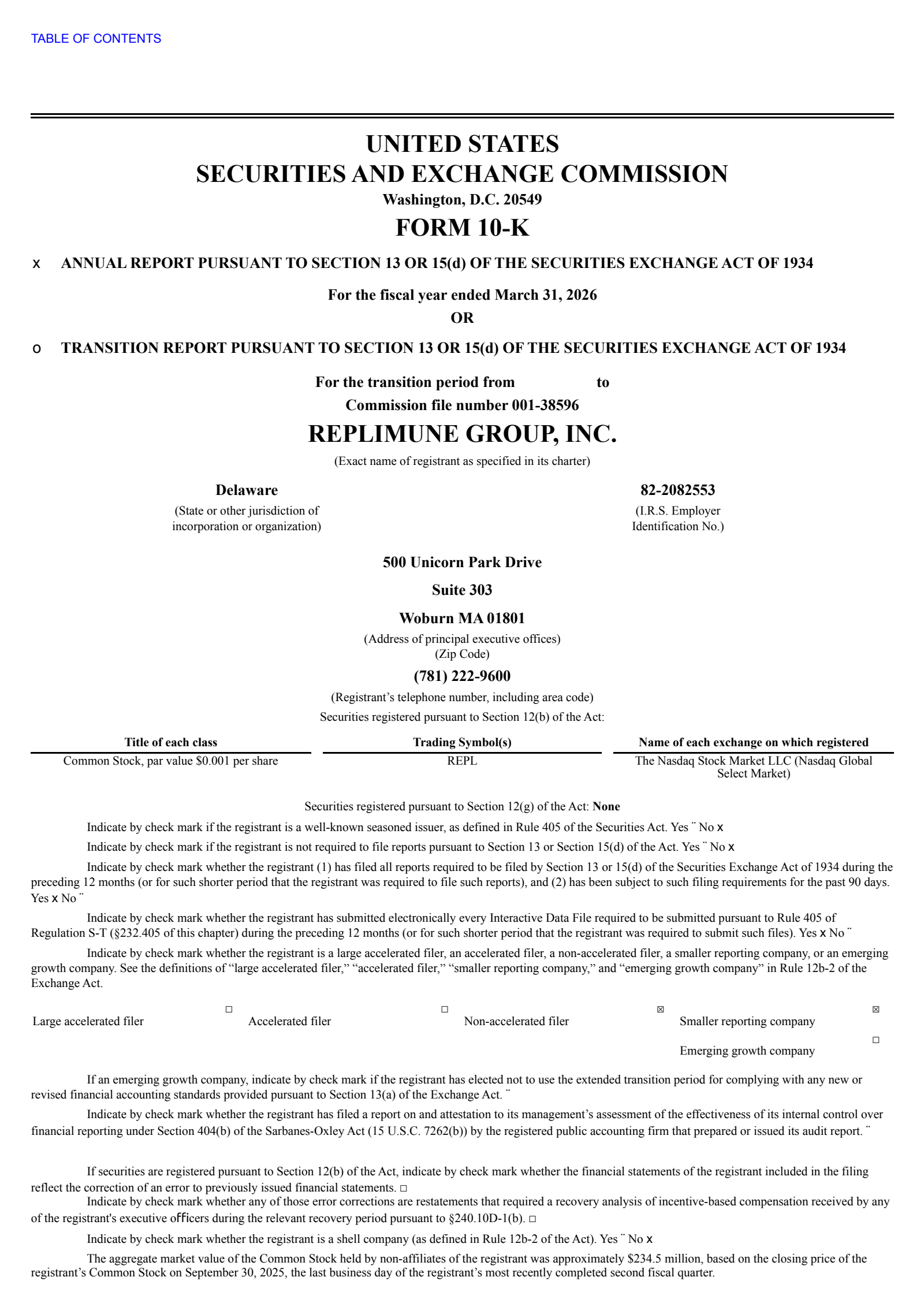 Replimune Group's Q4 2026 Annual report
