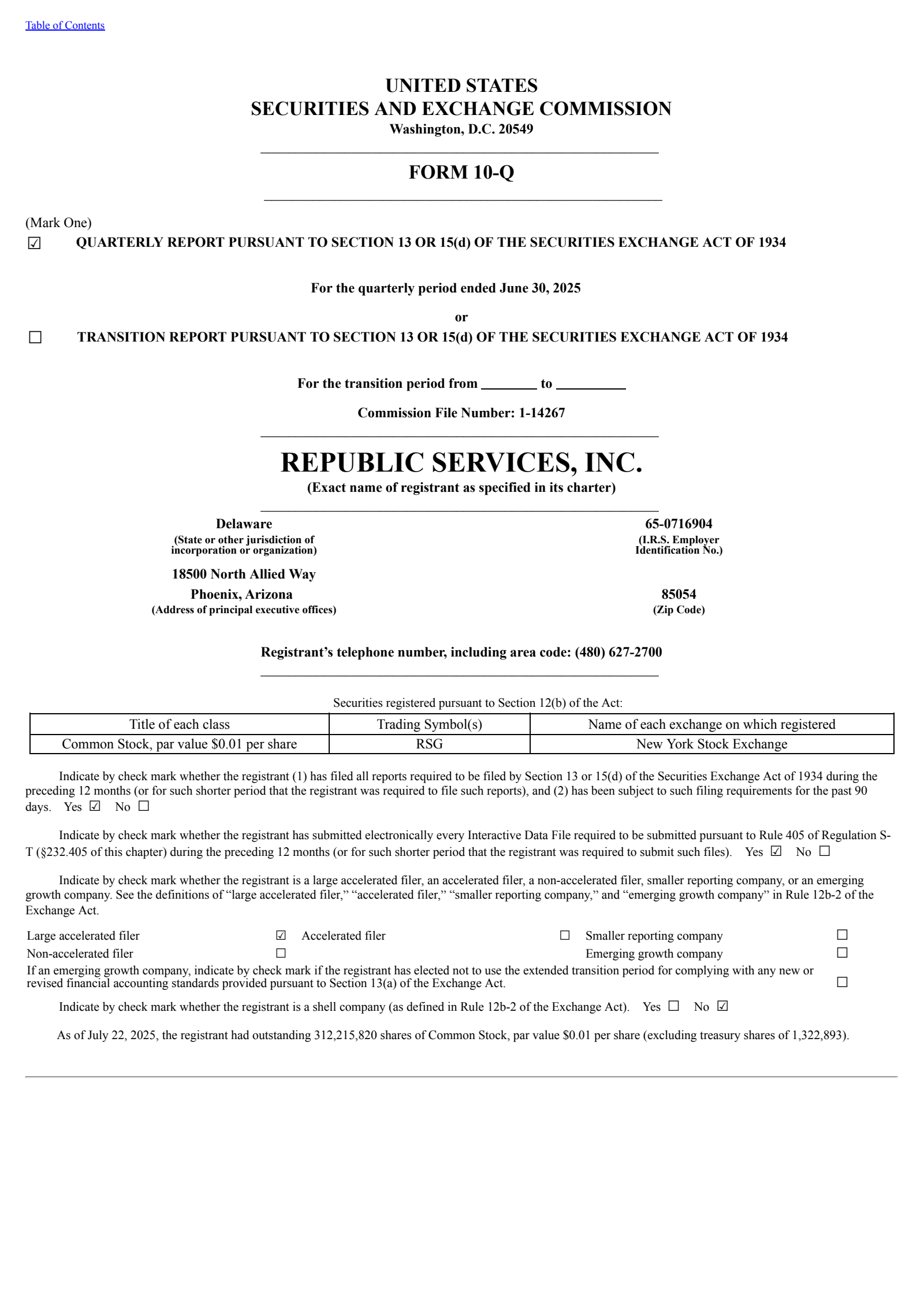 Republic Services' Q2 2025 Quarterly Report