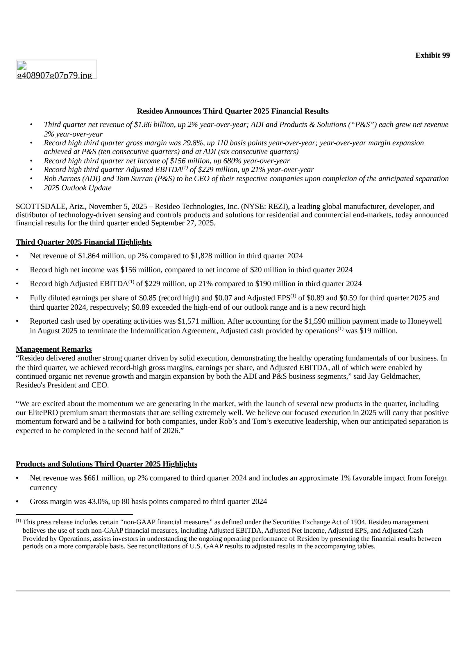 Resideo Technologies' Q3 2025 Earnings Release
