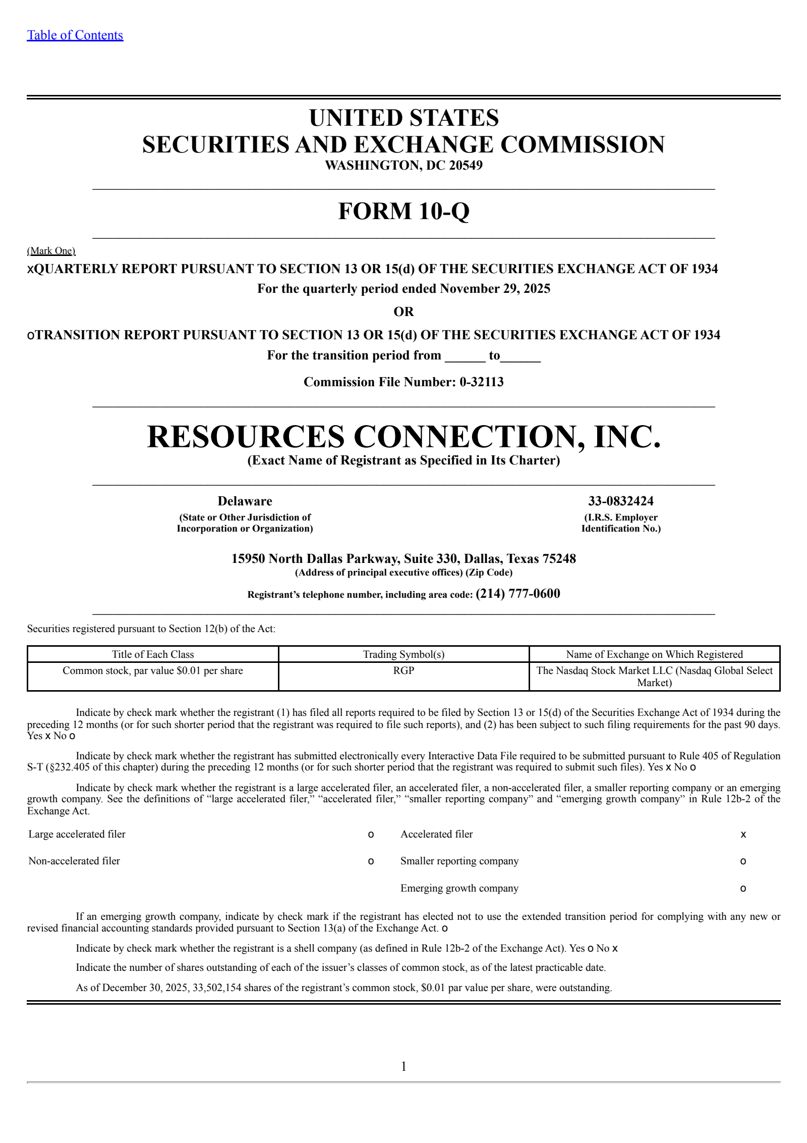 Resources Connection's Q2 2026 Quarterly Report