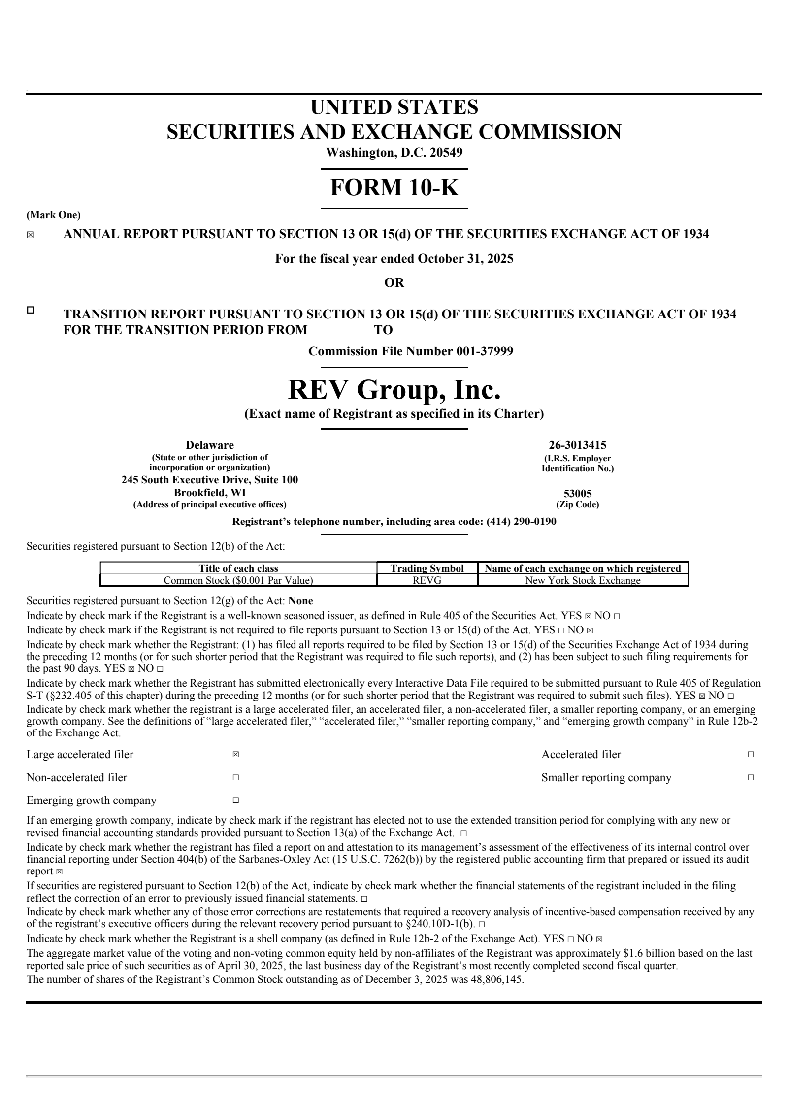 REV Group's Q4 2025 Annual Report