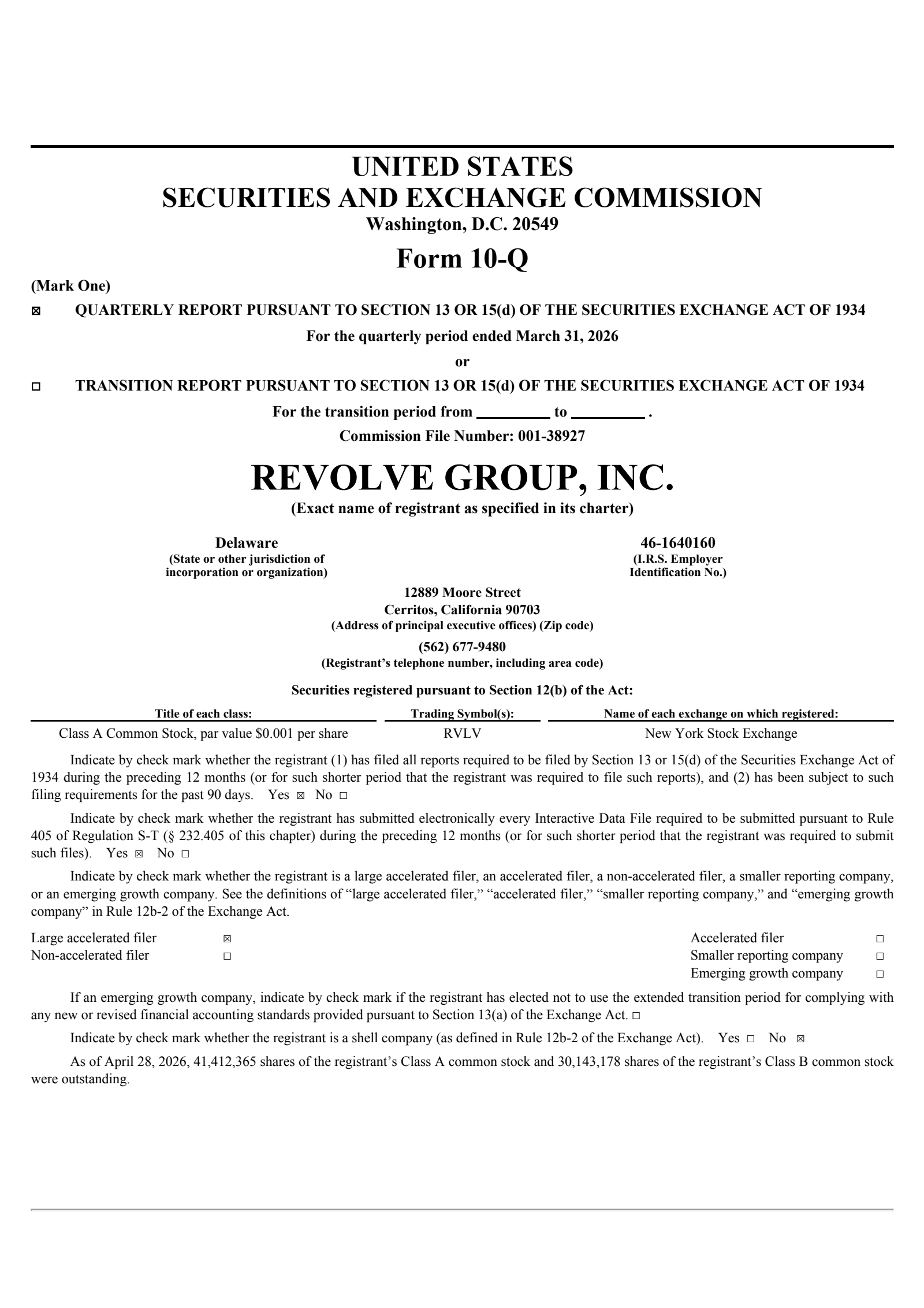 Revolve Group's Q1 2026 Quarterly report