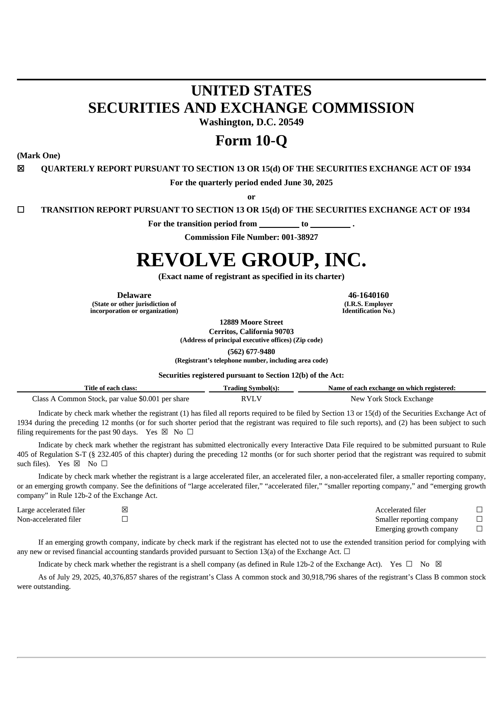 Revolve Group's Q2 2025 Quarterly report