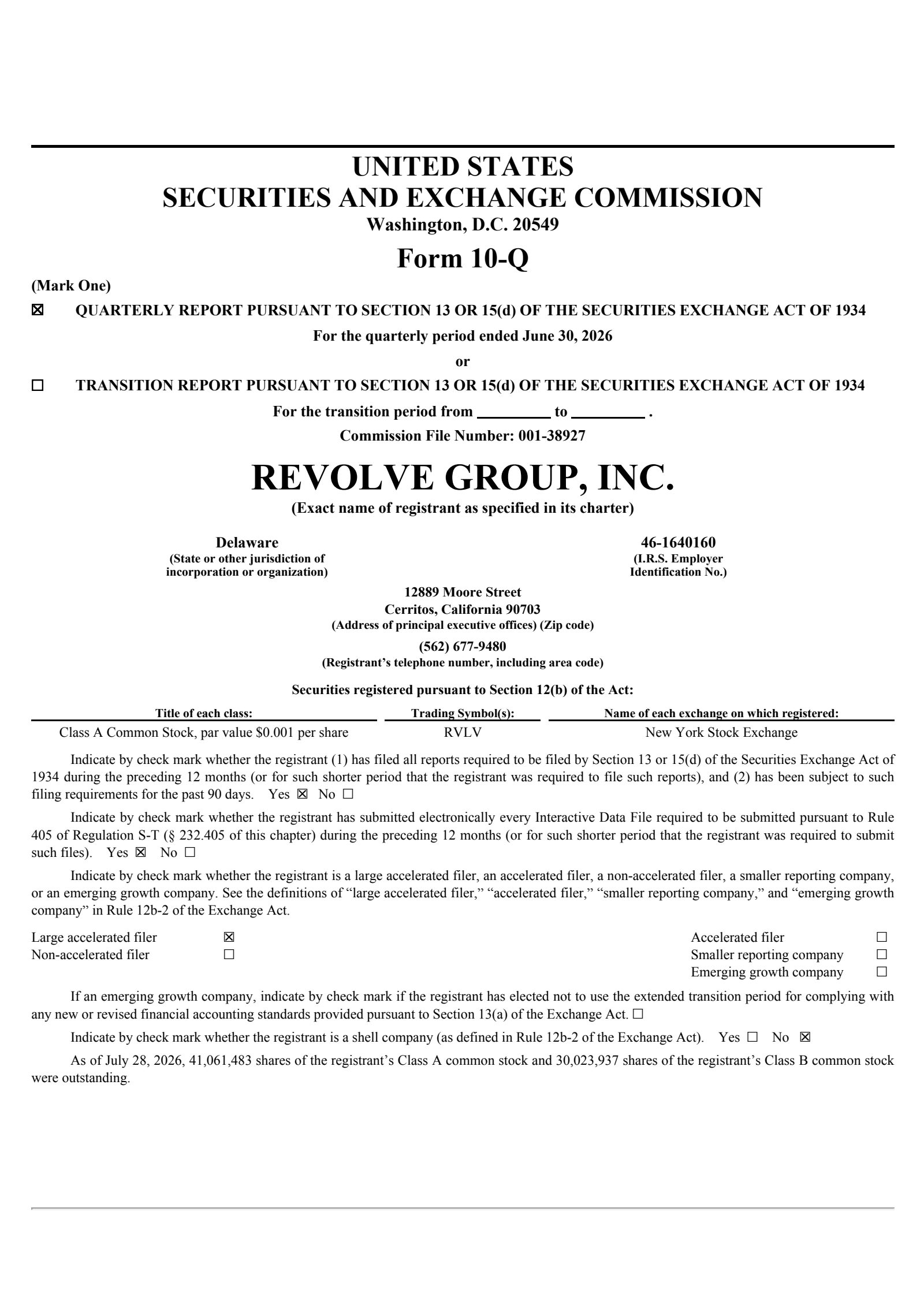 Revolve Group's Q2 2026 Quarterly report