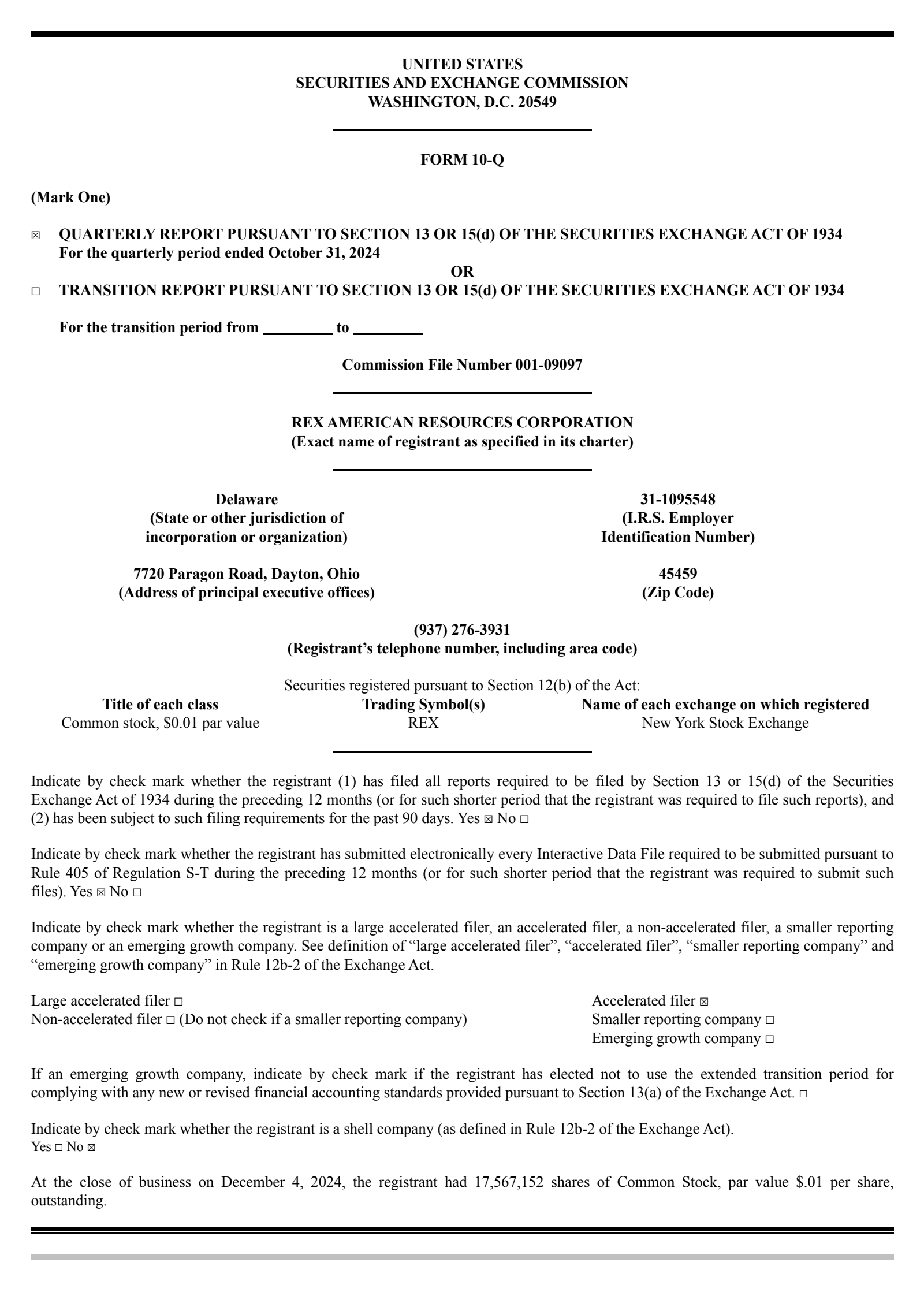 REX American Resources' Q3 2025 Quarterly report