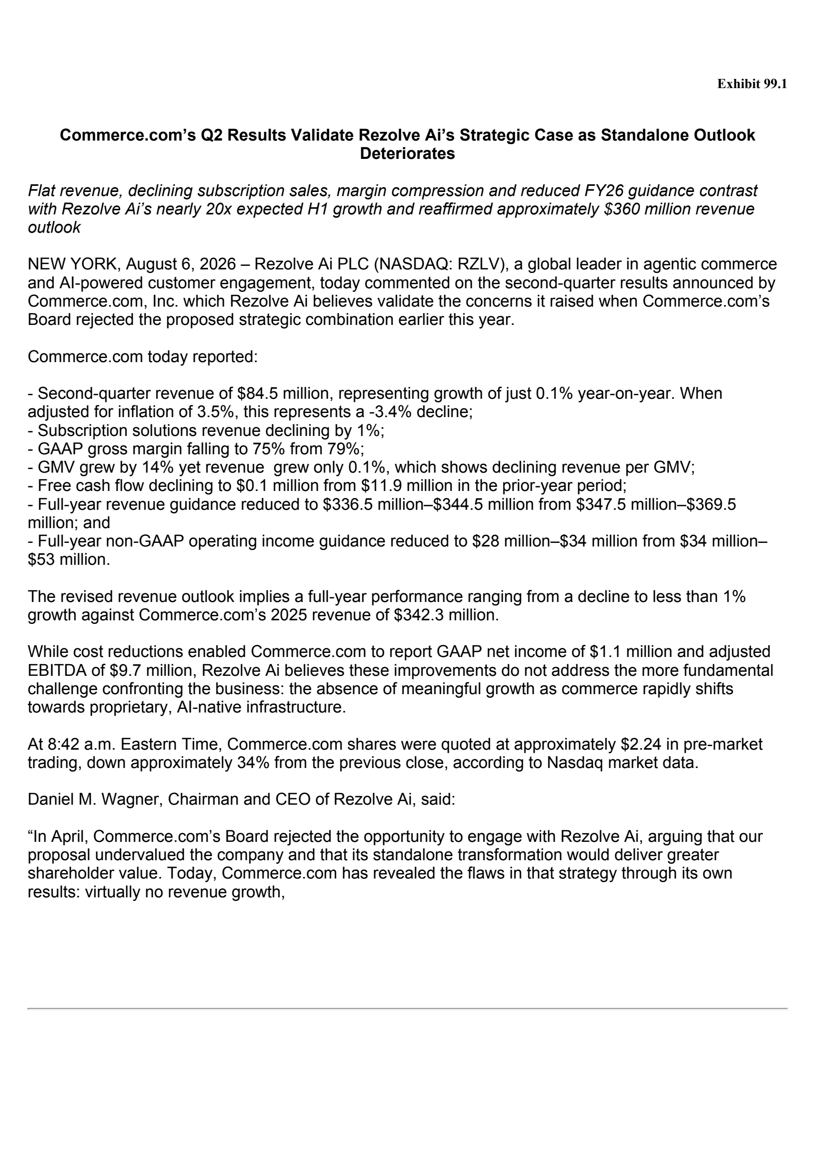 Rezolve AI's H1 2026 Press Release
