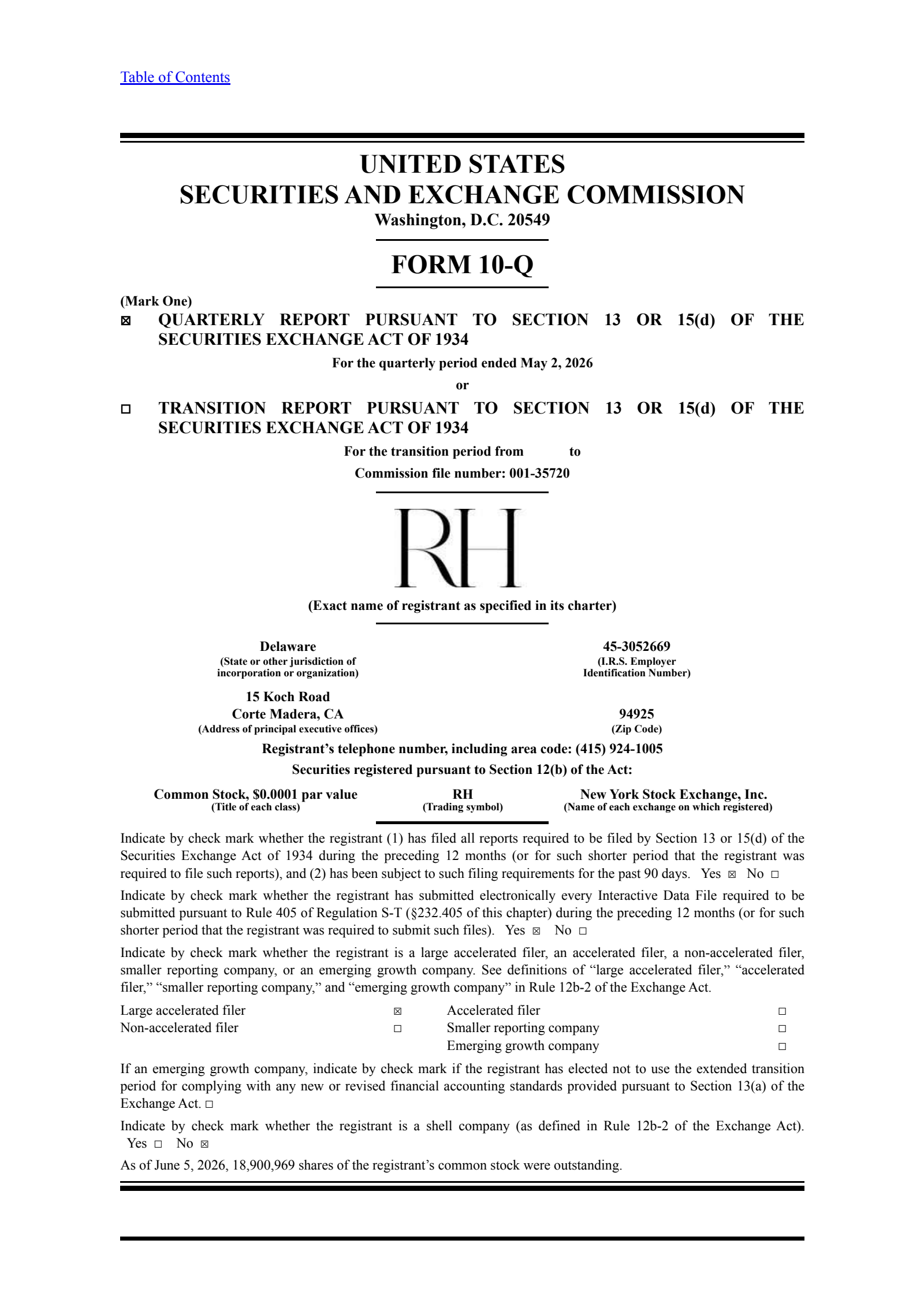 RH's Q1 2027 Quarterly report