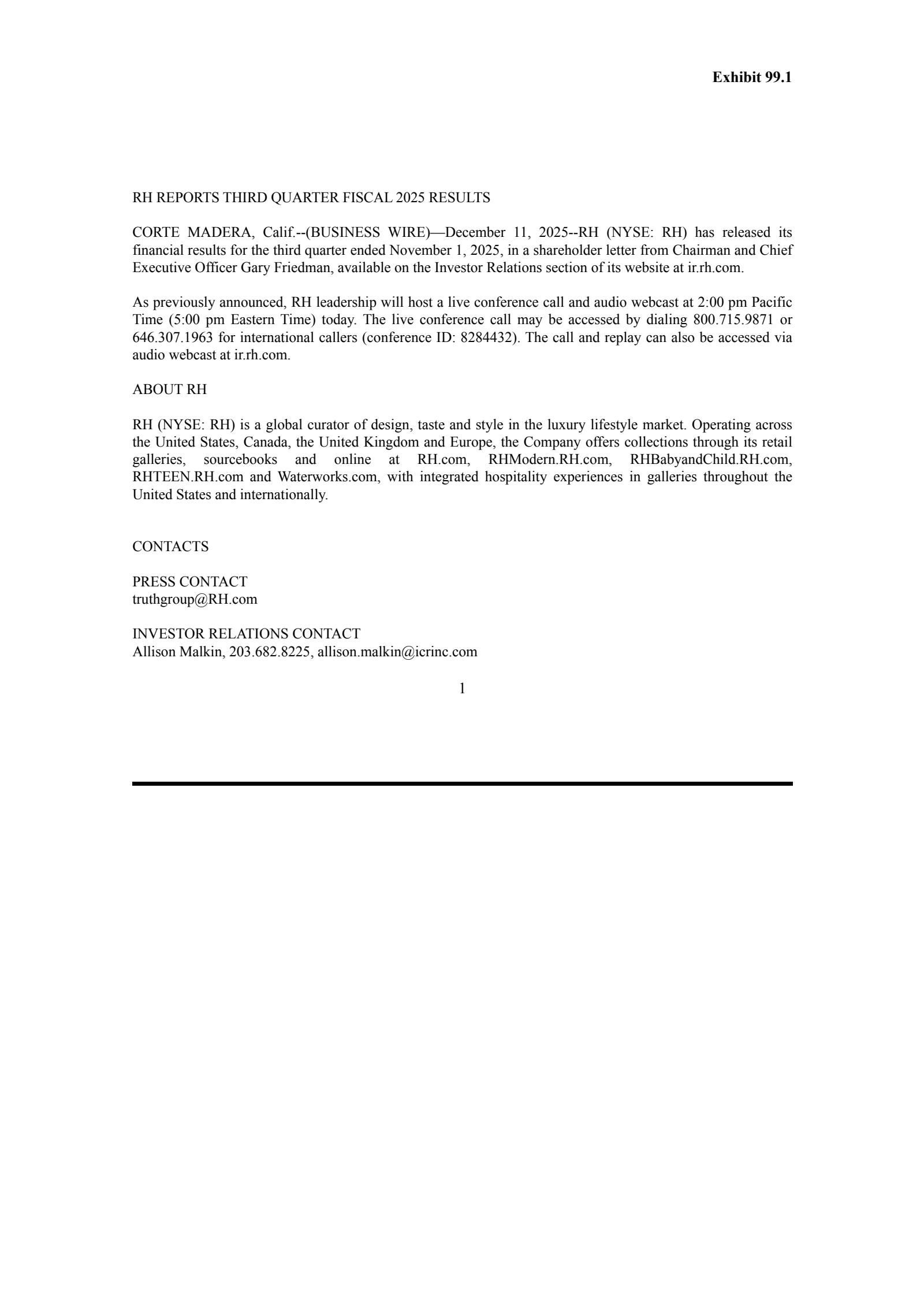 RH's Q3 2026 Earnings Release