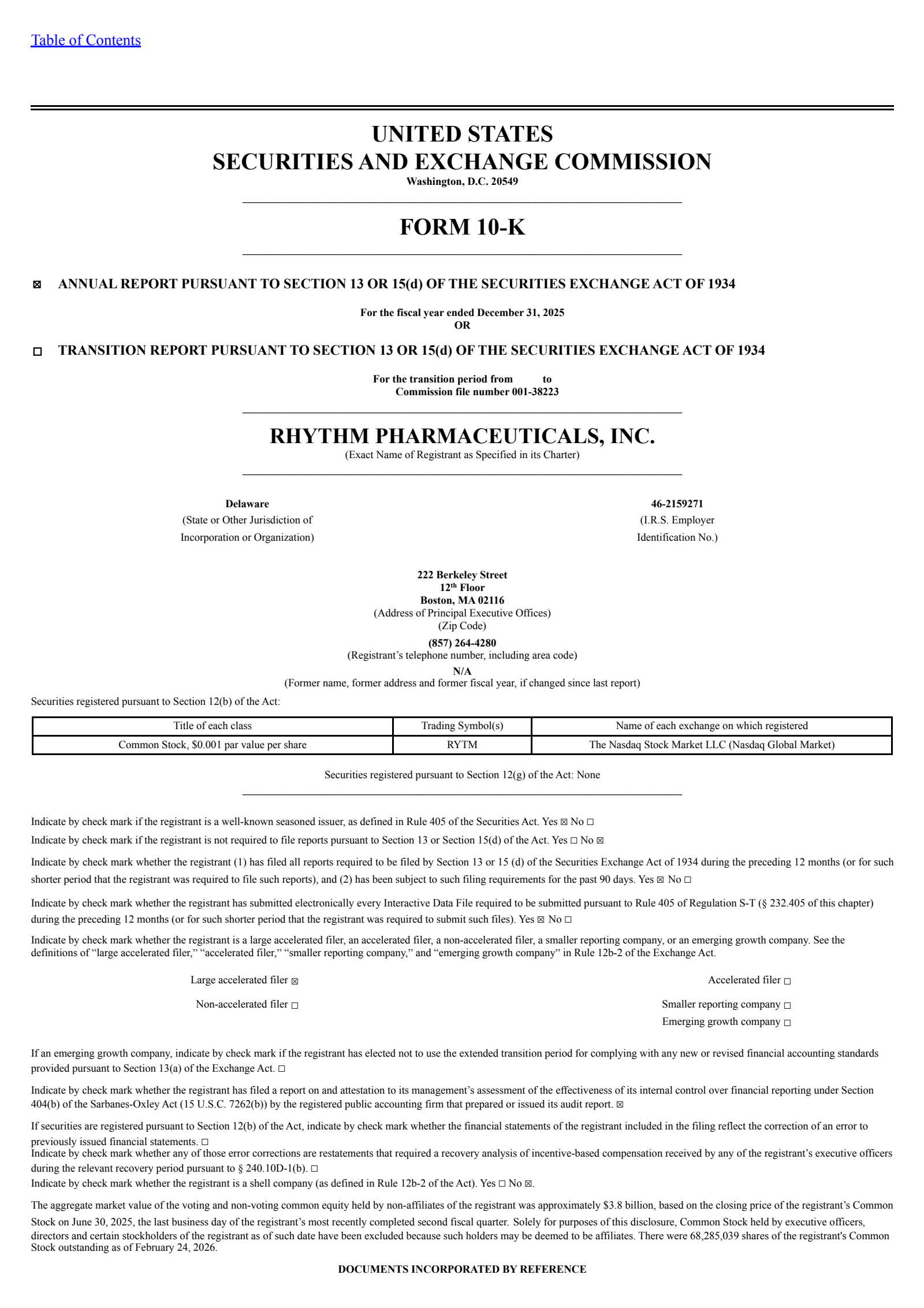 Rhythm Pharmaceuticals' Q4 2025 Annual report