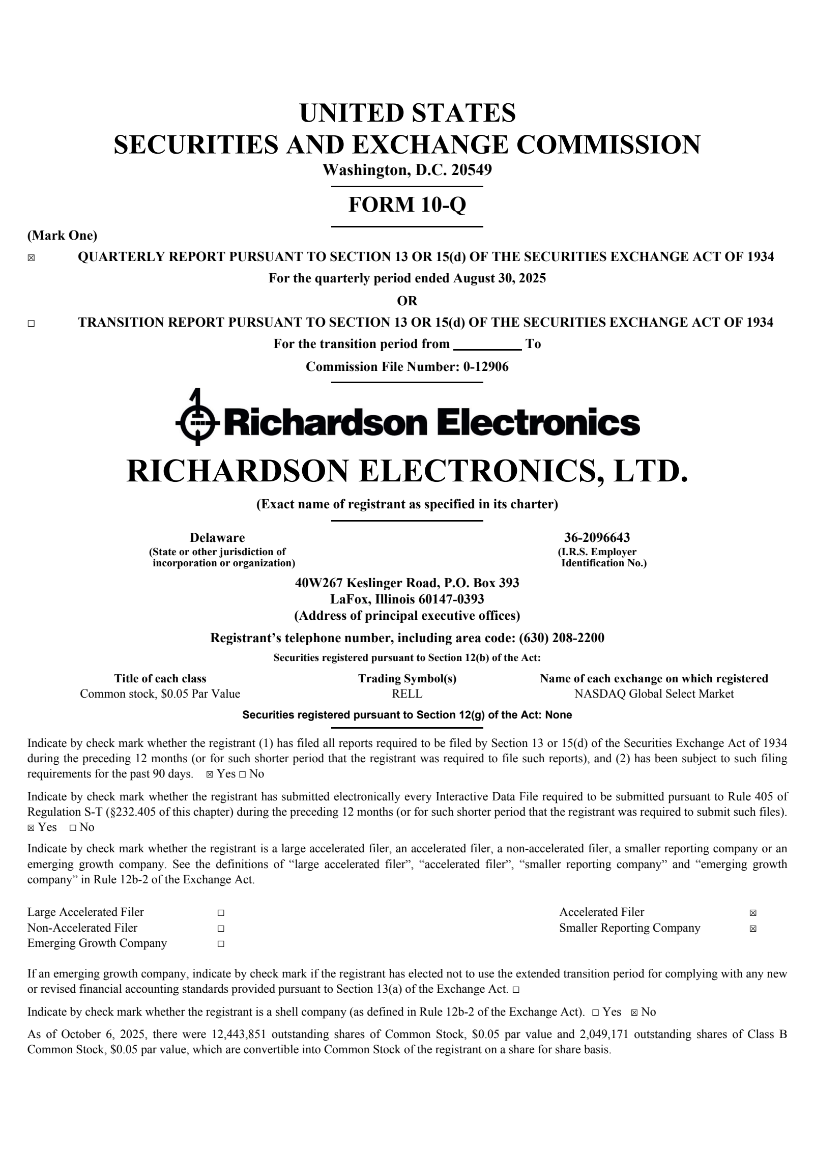 Richardson Electronics' Q1 2026 Quarterly Report