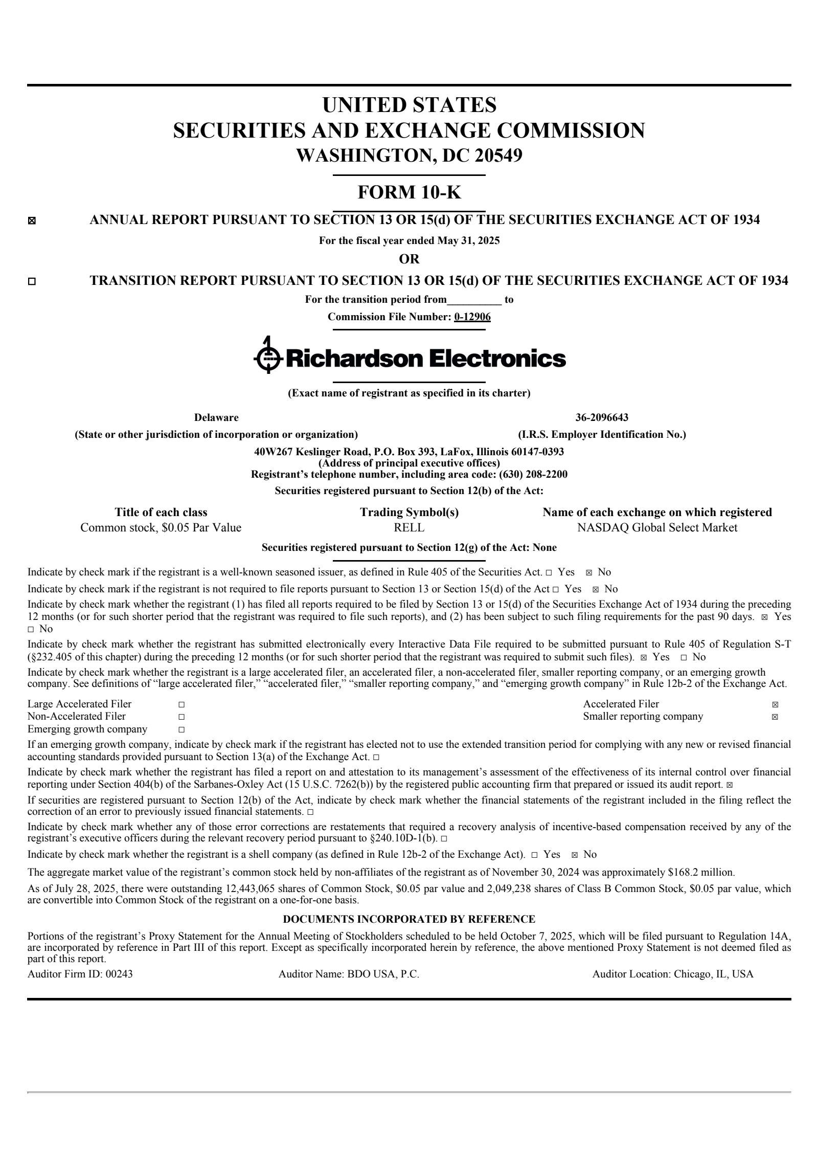 Richardson Electronics' Q4 2025 Annual report
