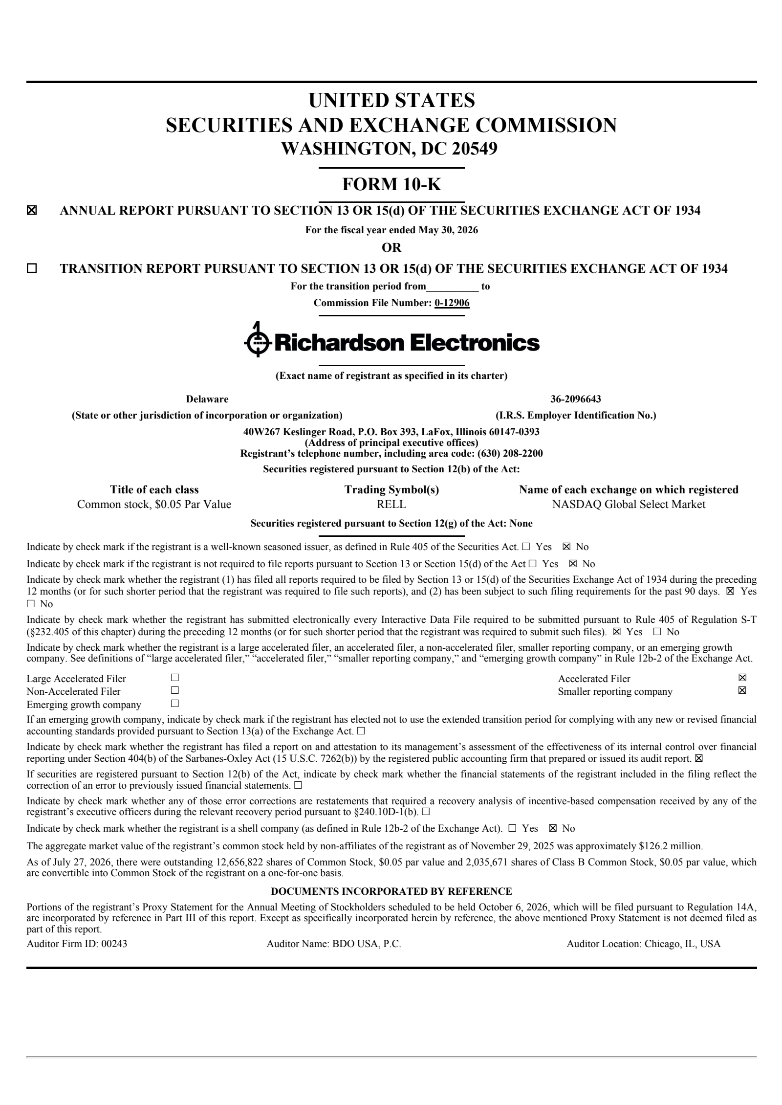Richardson Electronics' Q4 2026 Annual report