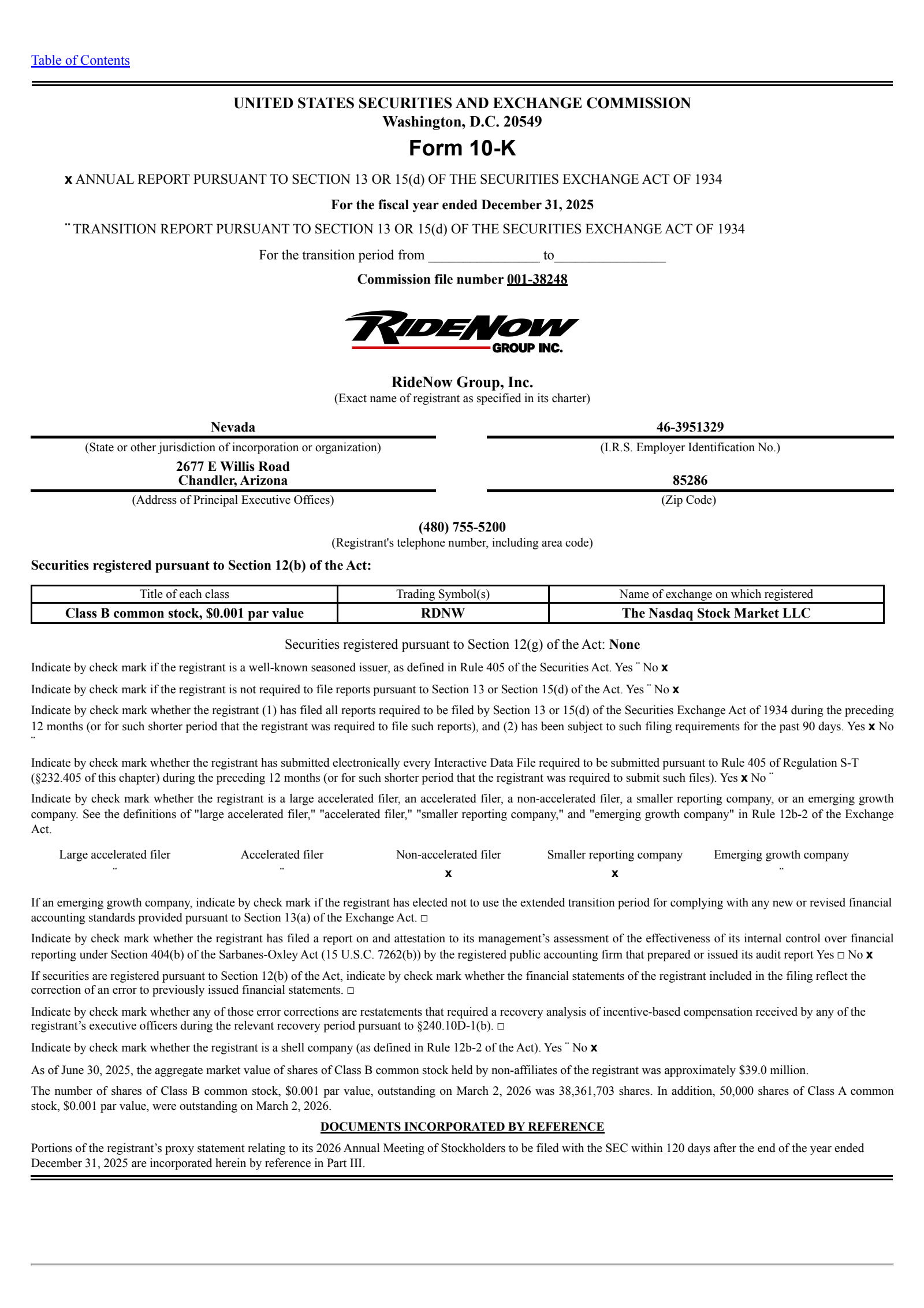 RideNow Group's Q4 2025 Annual report