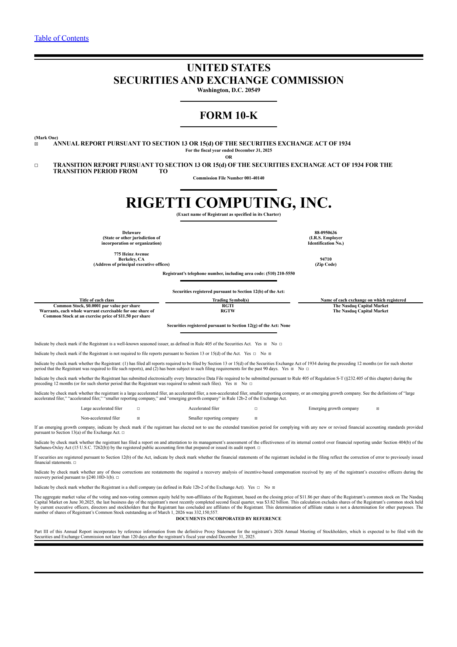 Rigetti Computing's Q4 2025 Annual report