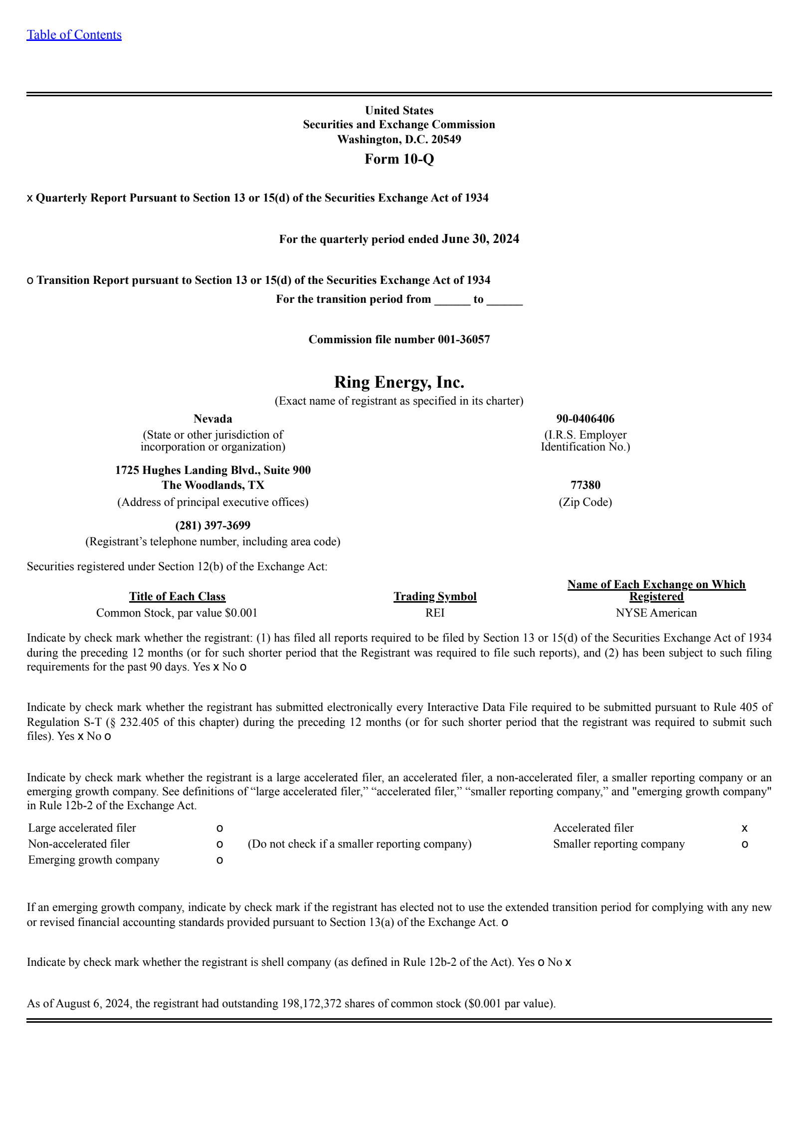 Ring Energy's Q2 2024 Quarterly report