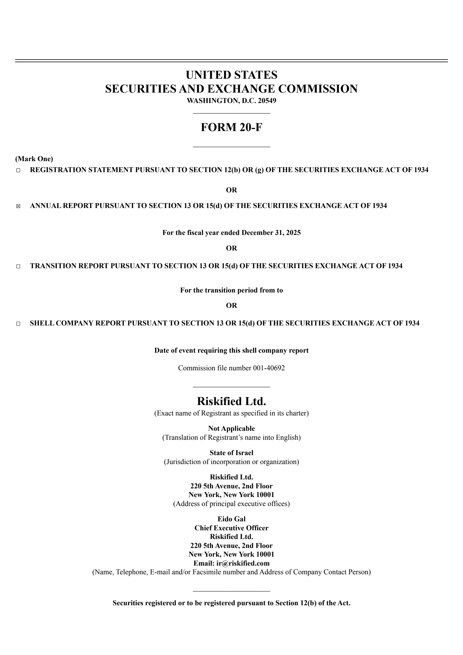 Riskified's Q4 2025 Annual report