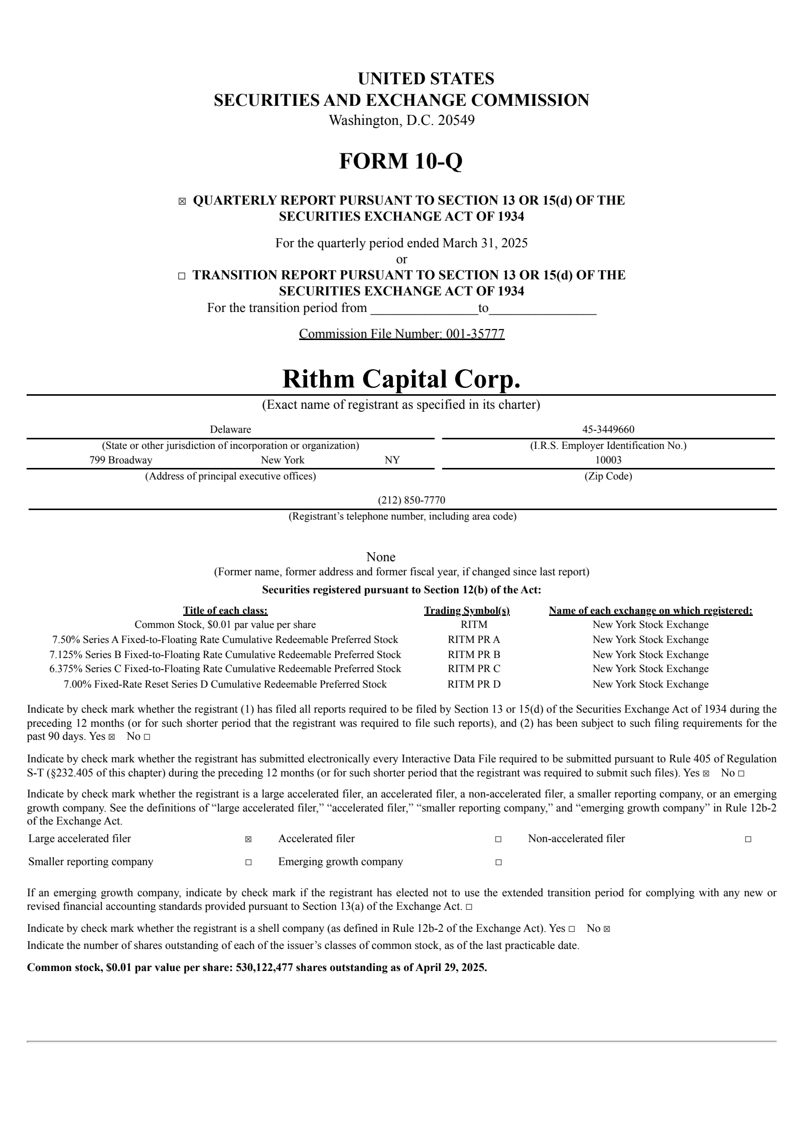 Rithm Capital's Q1 2025 Quarterly report