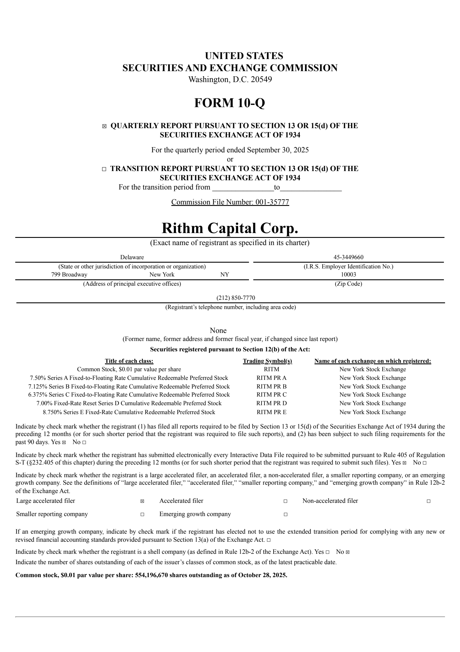 Rithm Capital's Q3 2025 Quarterly Report
