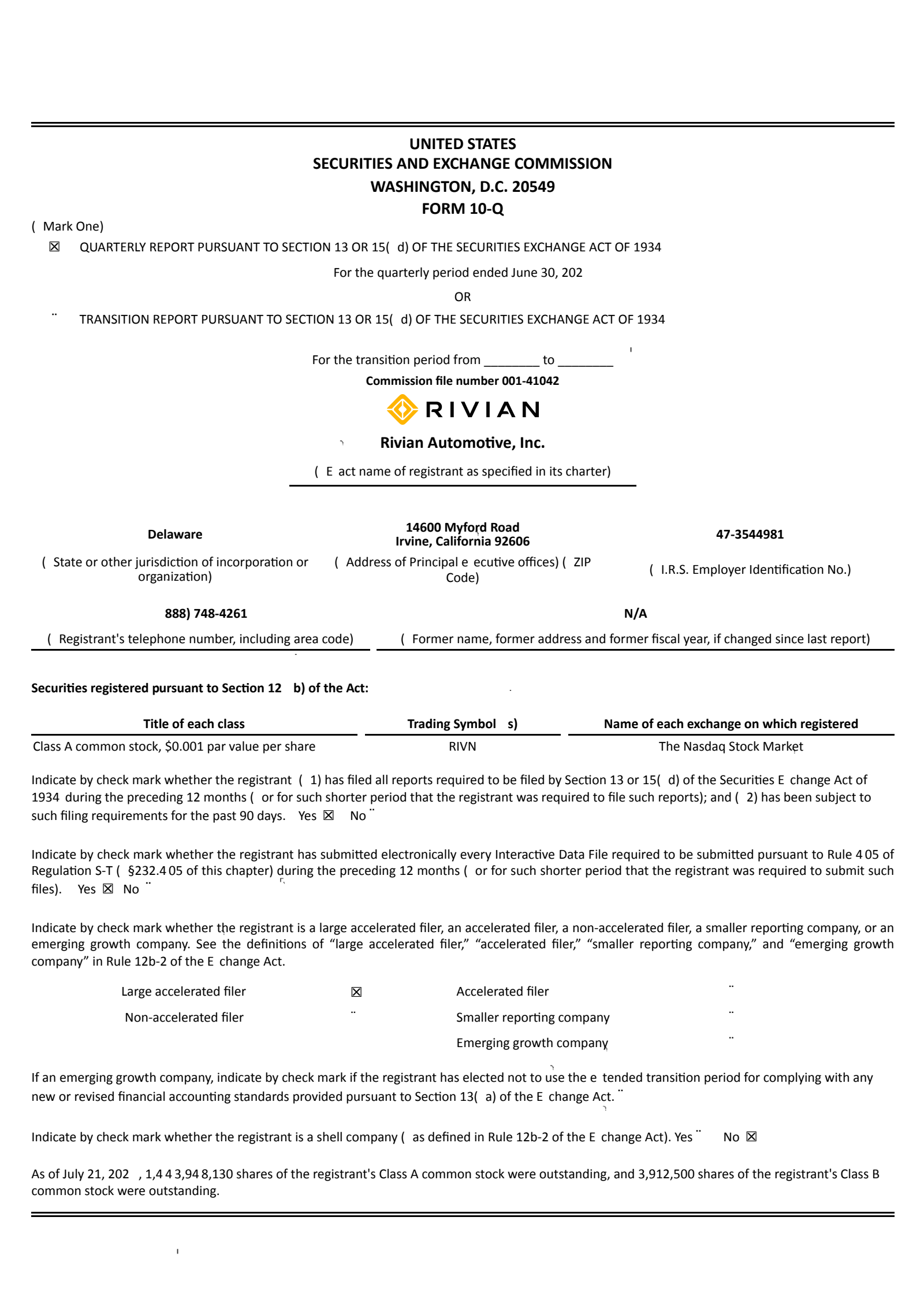 Rivian Automotive's Q2 2026 Quarterly report