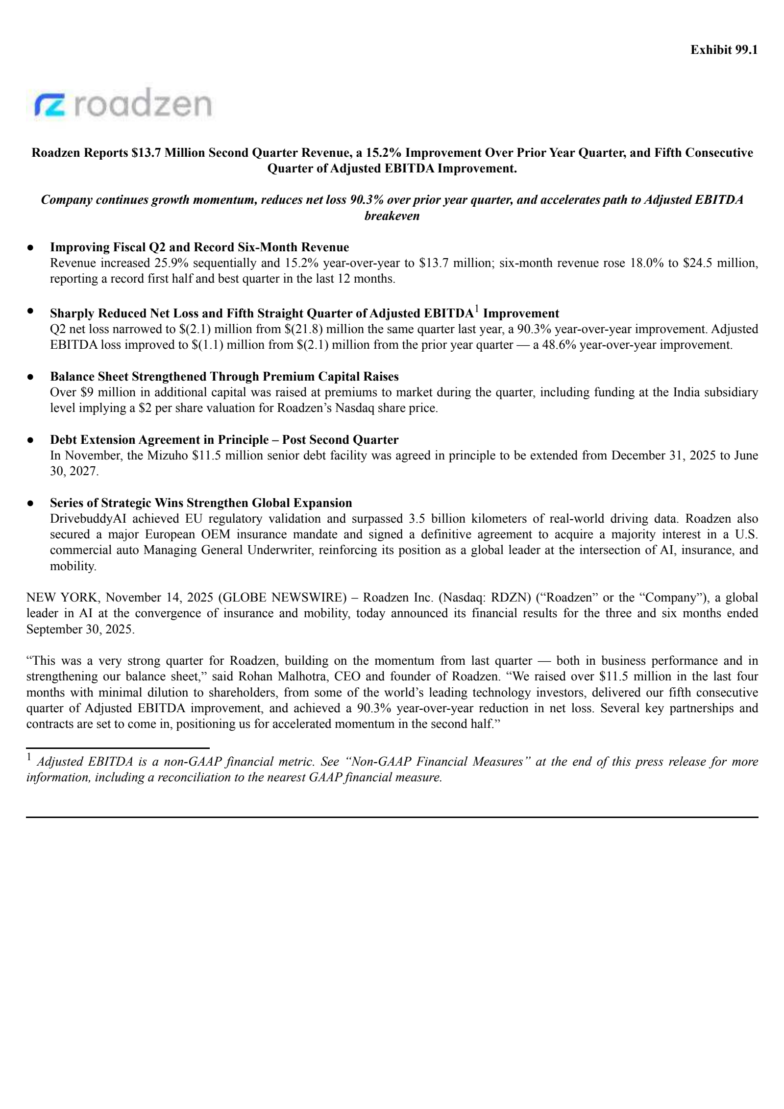 Roadzen's Q2 2026 Earnings Release