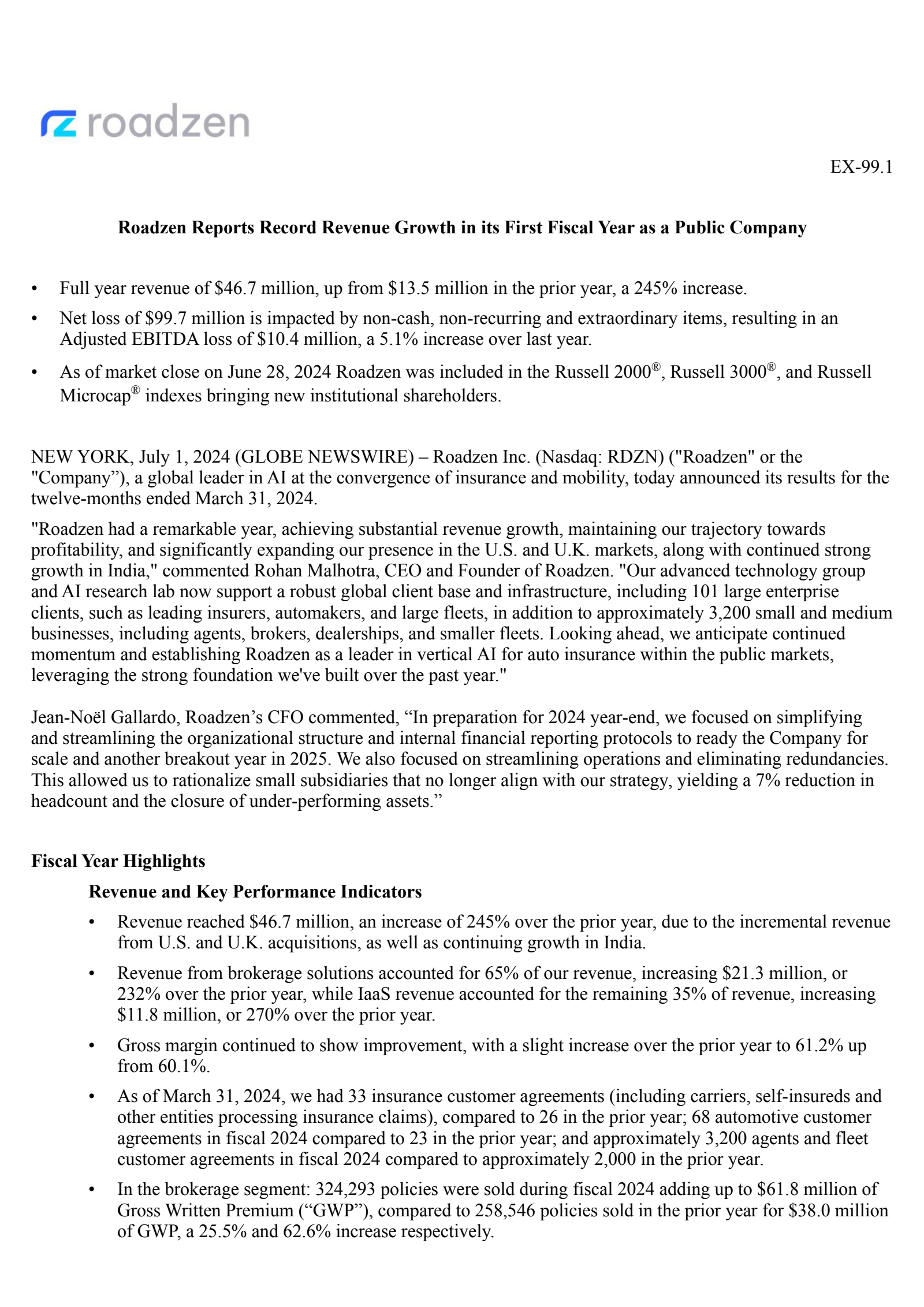 Roadzen's Q4 2024 Press Release