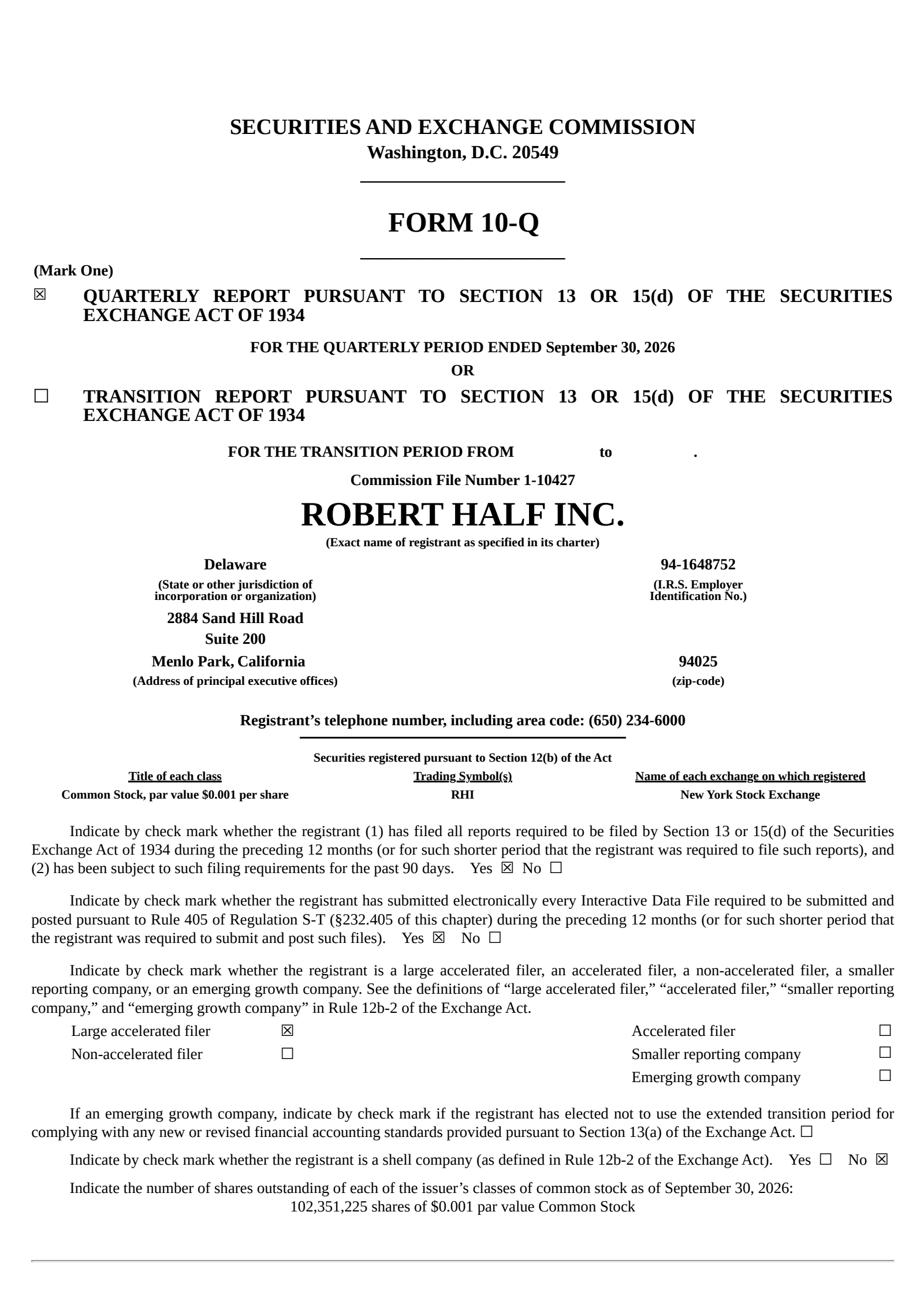 Robert Half (RHI) Q3 2026 Earnings Results & Call Transcript