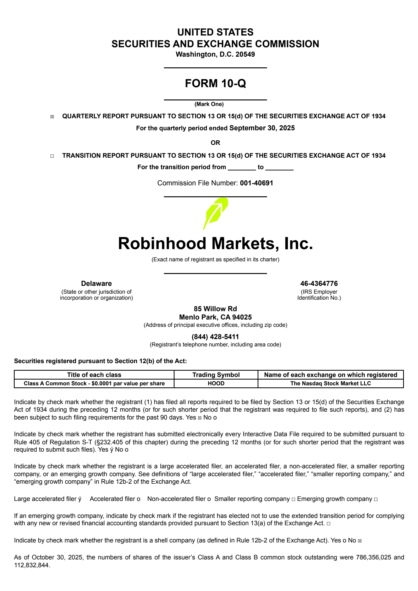 Robinhood Markets' Q3 2025 Quarterly Report