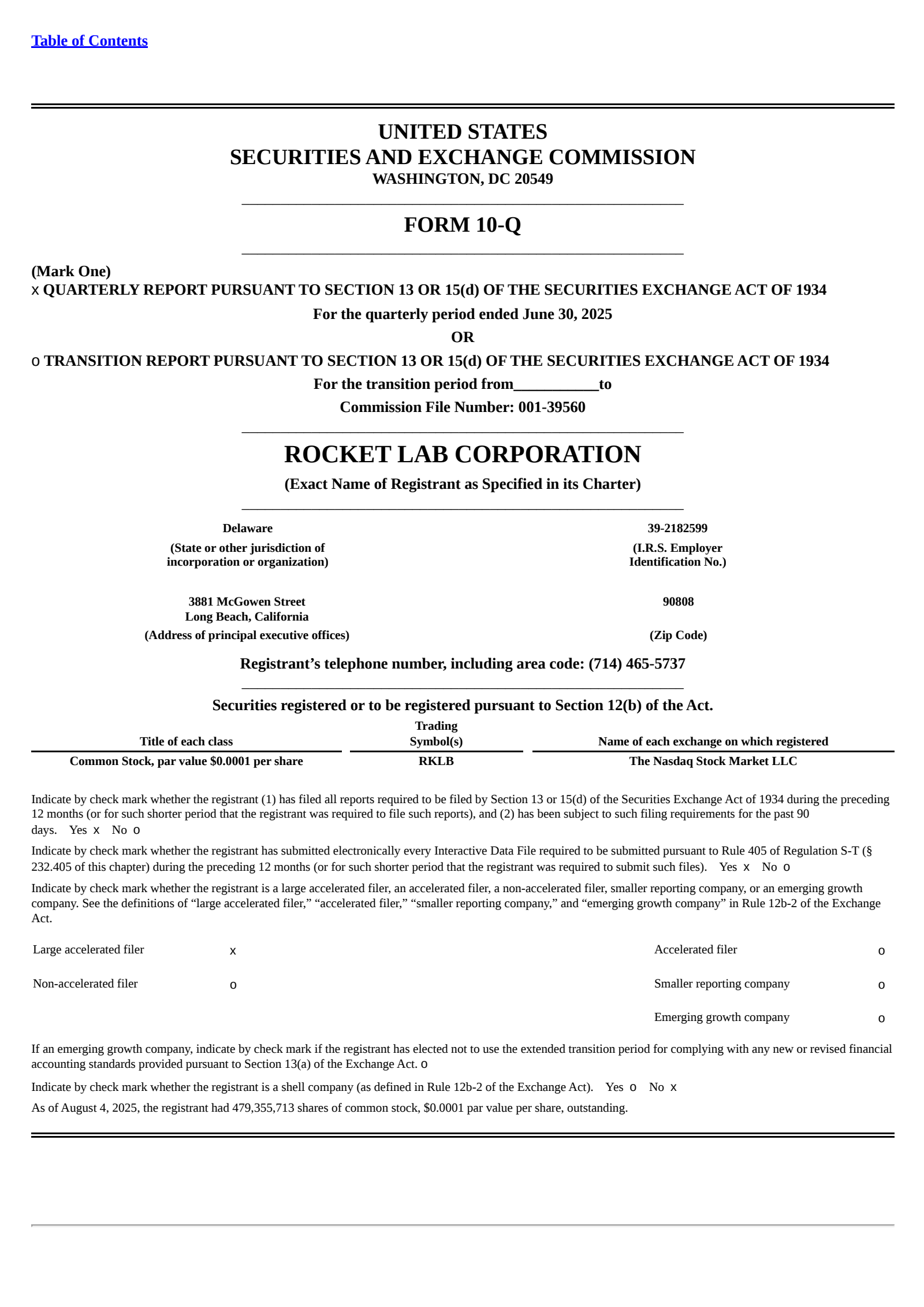 Rocket Lab's Q2 2025 Quarterly report
