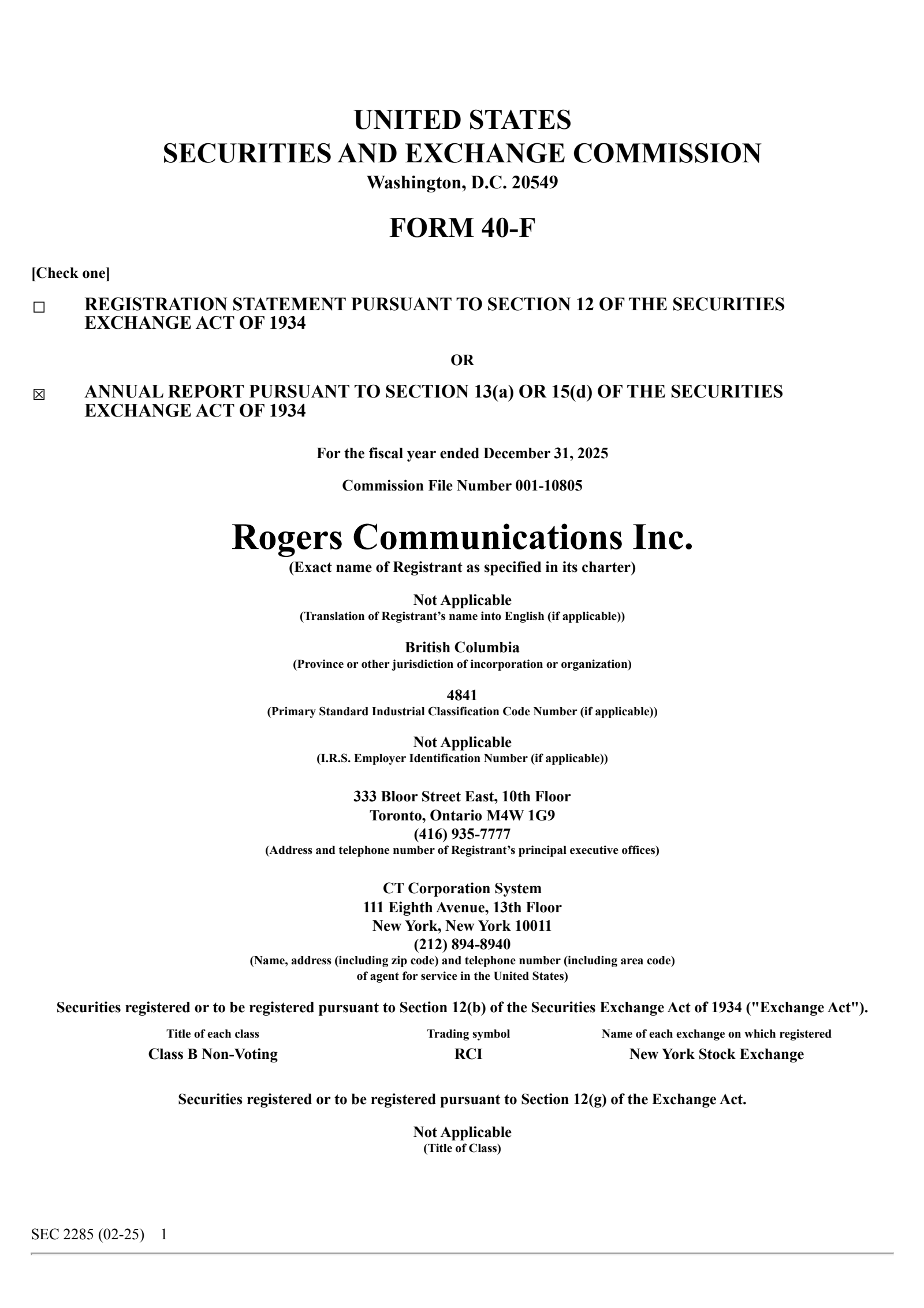 Rogers Communication's Q4 2025 Annual report