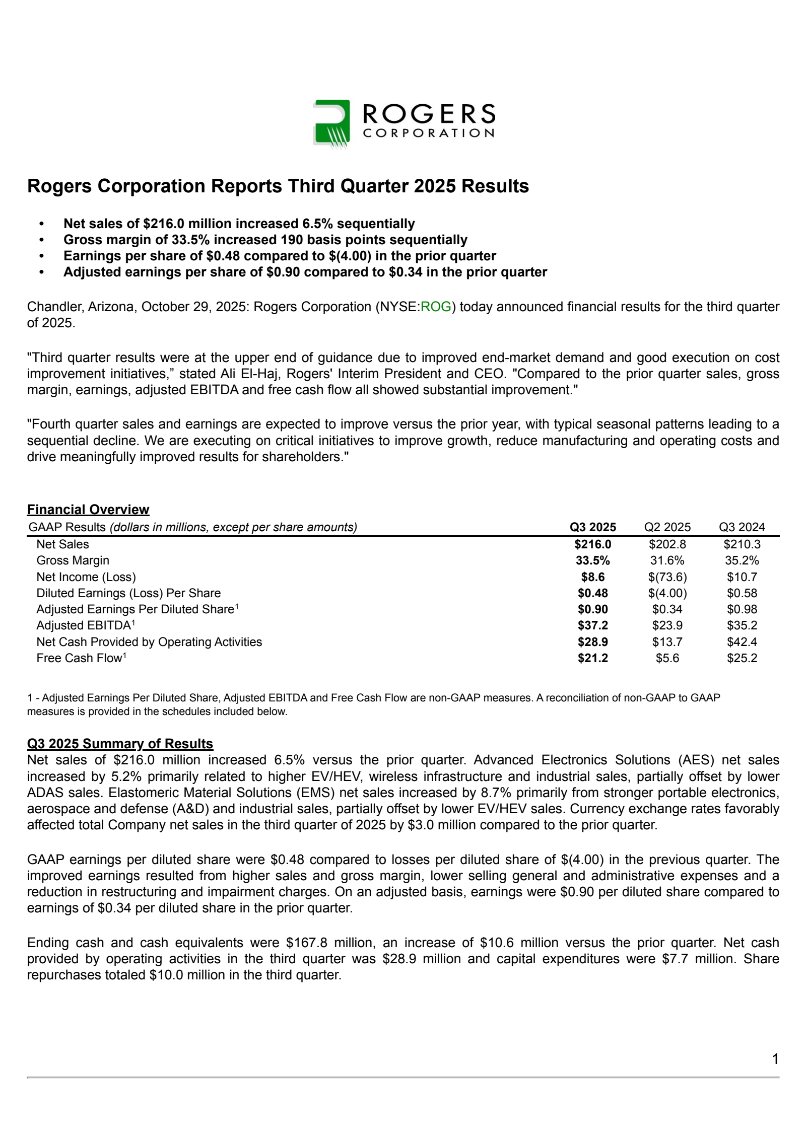 Rogers' Q3 2025 Earnings Release