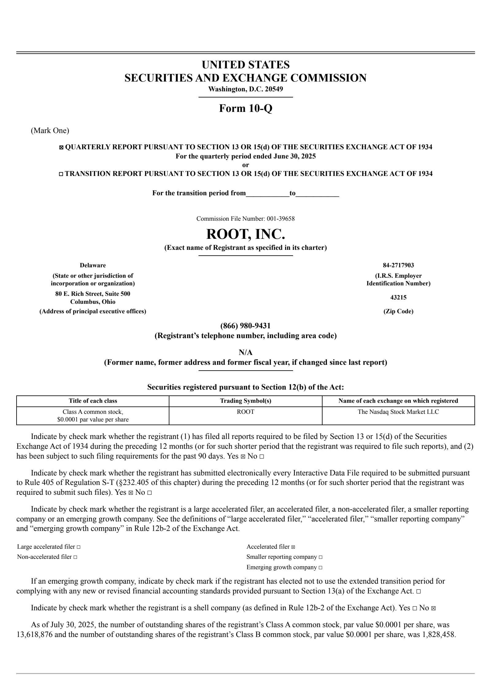 Root's Q2 2025 Quarterly report