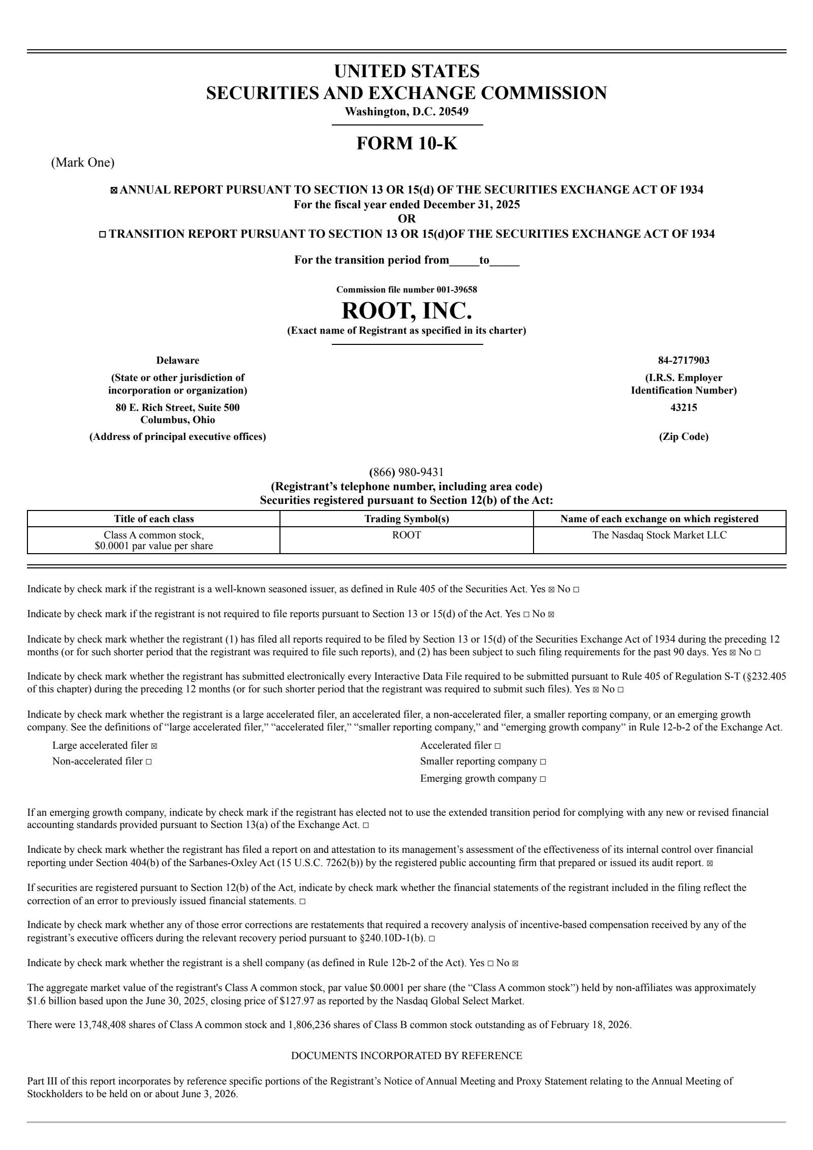Root's Q4 2025 Annual report