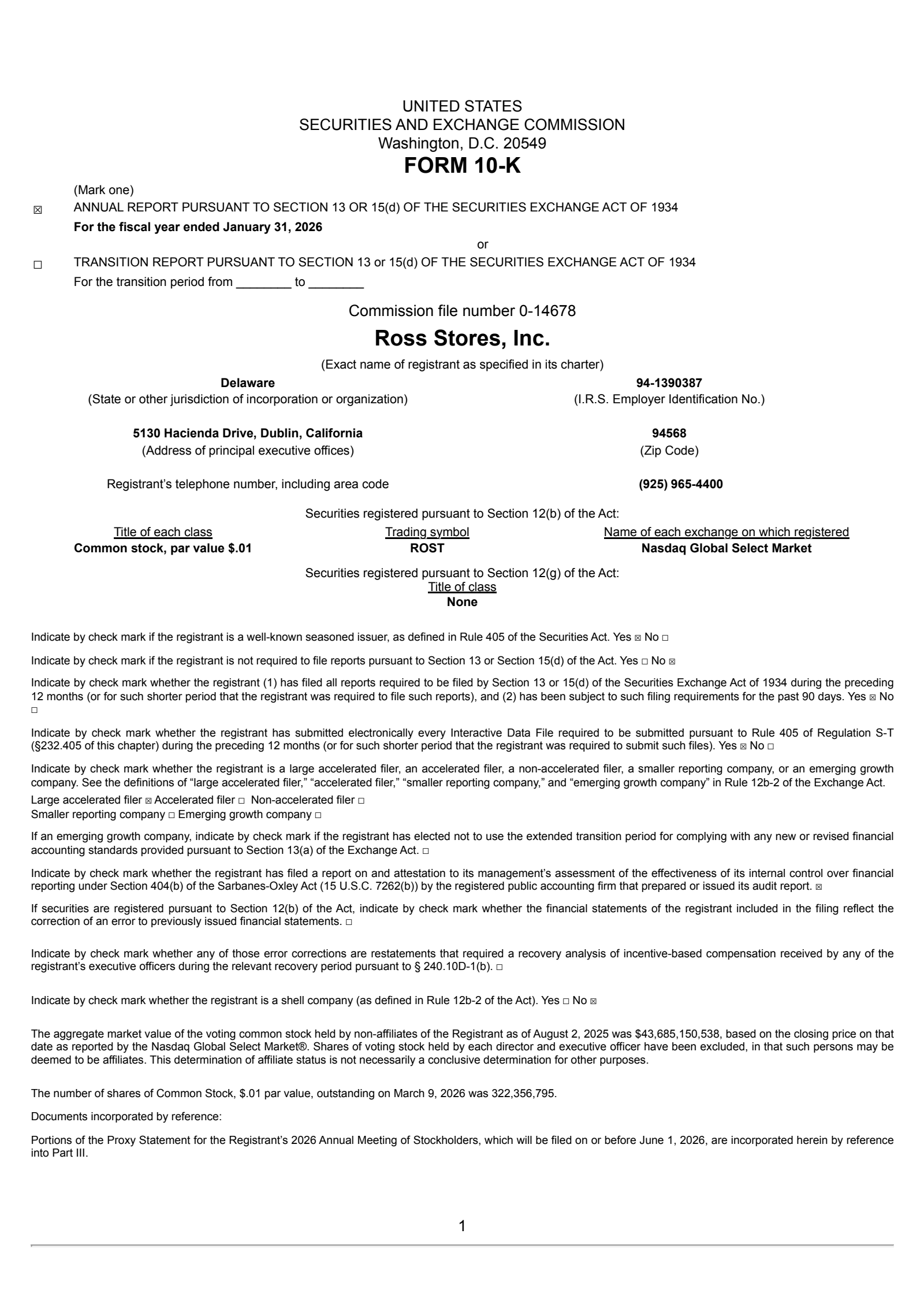 Ross Stores' Q4 2025 Annual report