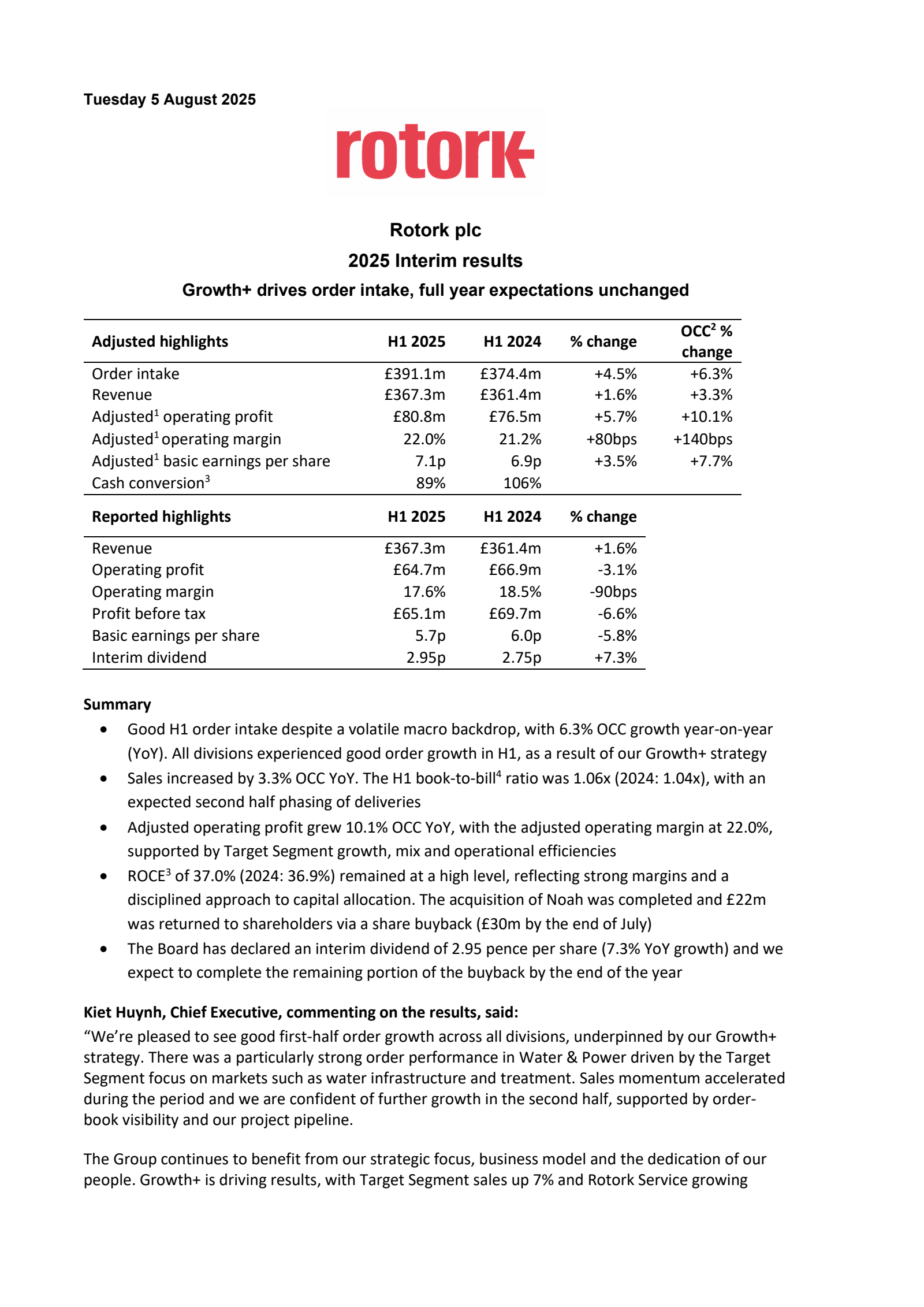 Rotork's H1 2025 Interim report